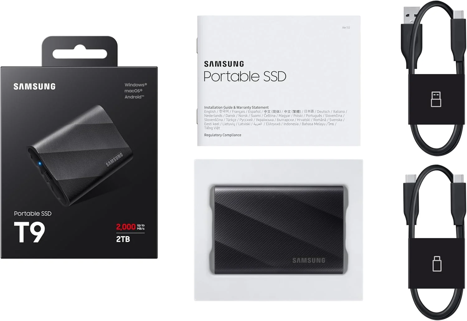 حافظه اس اس دی اکسترنال سامسونگ مدل MU-PG2T0B/EU T9 با ظرفیت 2 ترابایت، سرعت خواندن 2000 مگابایت بر ثانیه، سرعت نوشتن 2000 مگابایت بر ثانیه، USB 3.2 Gen.2x2، هارد اکسترنال برای کاربران حرفه ای، سازگار با مک، کامپیوتر، تلفن هوشمند و دوربین های 12K حافظه اس اس دی اکسترنال سامسونگ مدل MU-PG2T0B/EU T9 با ظرفیت 2 ترابایت، سرعت خواندن 2000 مگابایت بر ثانیه، سرعت نوشتن 2000 مگابایت بر ثانیه، USB 3.2 Gen.2x2، هارد اکسترنال برای کاربران حرفه ای، سازگار با مک، کامپیوتر، تلفن هوشمند و دوربین های 12K