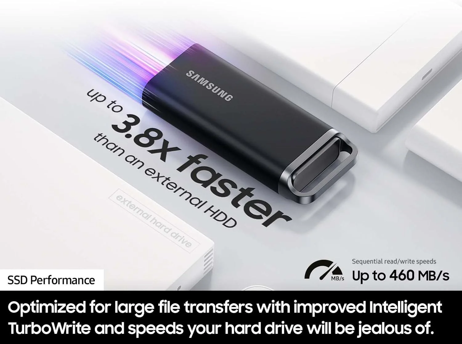 حافظه اس اس دی اکسترنال قابل حمل سامسونگ T5 EVO با ظرفیت 8 ترابایت، USB 3.2 Gen 1، سرعت خواندن ترتیبی تا 460 مگابایت بر ثانیه، مناسب برای بازی و تولید محتوا، مدل MU-PH8T0S/AM، رنگ مشکی حافظه اس اس دی اکسترنال قابل حمل سامسونگ T5 EVO با ظرفیت 8 ترابایت، USB 3.2 Gen 1، سرعت خواندن ترتیبی تا 460 مگابایت بر ثانیه، مناسب برای بازی و تولید محتوا، مدل MU-PH8T0S/AM، رنگ مشکی