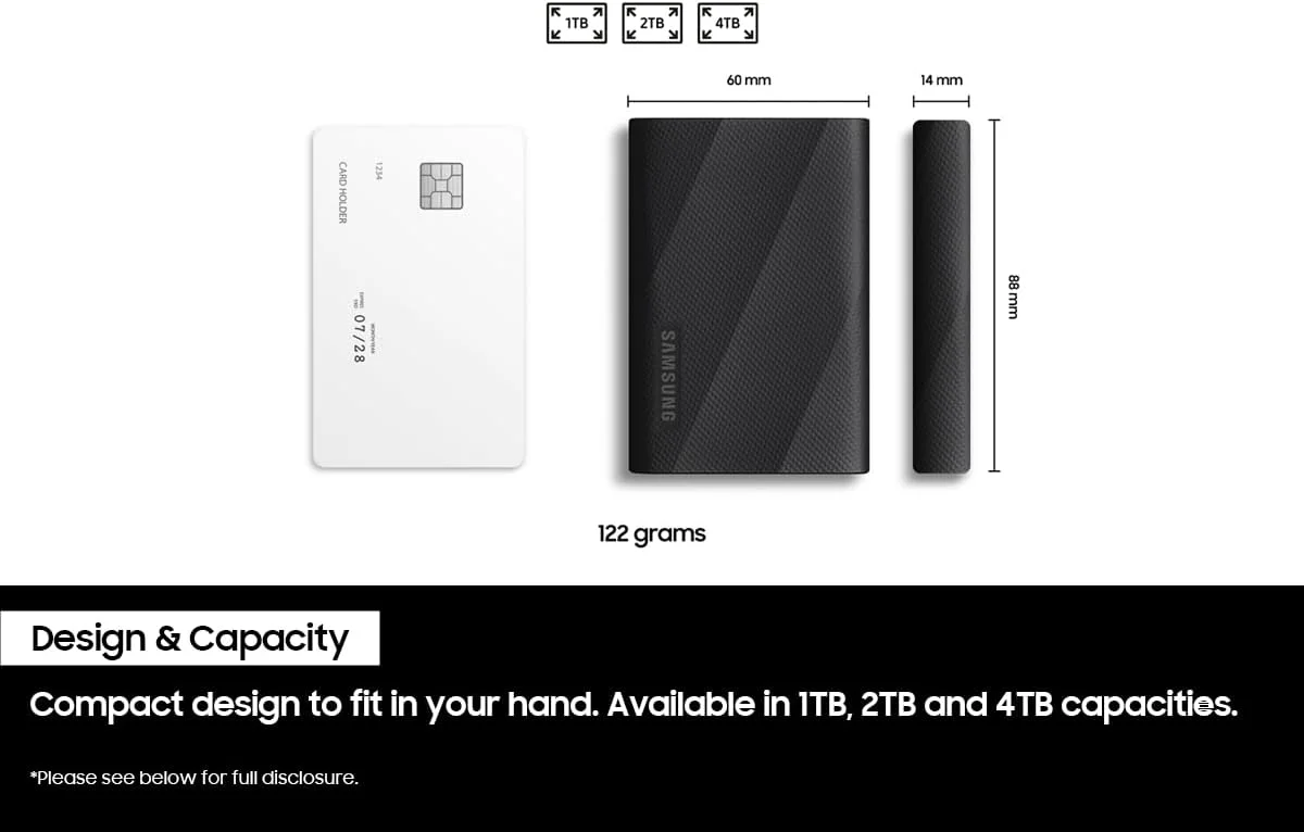 حافظه اس اس دی اکسترنال سامسونگ مدل Portable T9 با ظرفیت 1 ترابایت، USB 3.2 Gen 2x2، سرعت خواندن/نوشتن 2000 مگابایت بر ثانیه، مشکی، MU-PG1T0B/WW حافظه اس اس دی اکسترنال سامسونگ مدل Portable T9 با ظرفیت 1 ترابایت، USB 3.2 Gen 2x2، سرعت خواندن/نوشتن 2000 مگابایت بر ثانیه، مشکی، MU-PG1T0B/WW