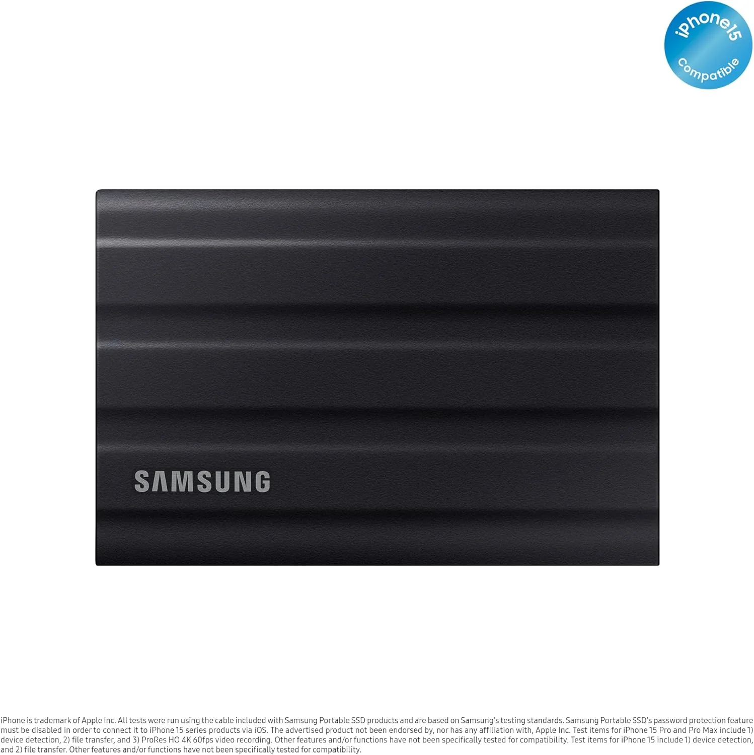 حافظه اس اس دی اکسترنال قابل حمل سامسونگ مدل T7 Shield با ظرفیت 4 ترابایت، USB 3.2 Gen2، مشکی، سرعت تا 1050 مگابایت بر ثانیه، مقاوم، دارای استاندارد IP65 مقاوم در برابر آب و گرد و غبار، مناسب برای عکاسان، تولیدکنندگان محتوا و گیمینگ، سازگار با مک، MU-PE4T0S
