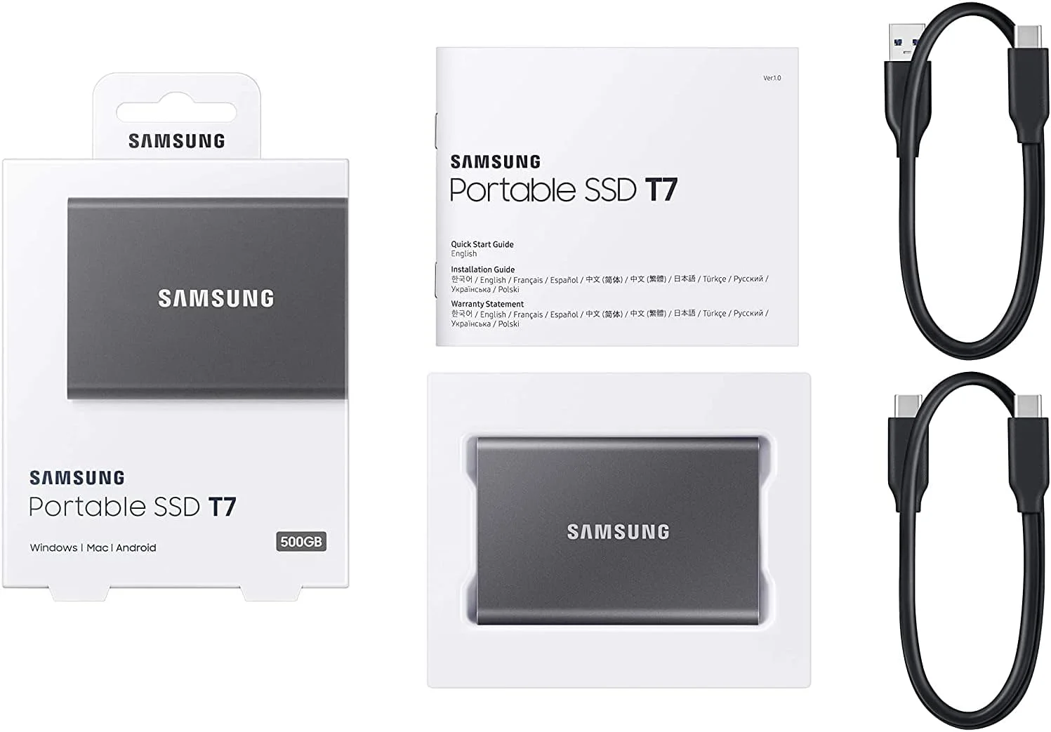 حافظه اس اس دی اکسترنال سامسونگ مدل Portable SSD T7 با ظرفیت 500 گیگابایت - رنگ خاکستری تیتانیومی حافظه اس اس دی اکسترنال سامسونگ مدل Portable SSD T7 با ظرفیت 500 گیگابایت - رنگ خاکستری تیتانیومی