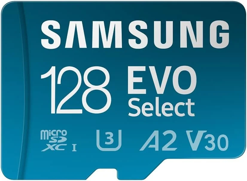 کارت حافظه 128 گیگابایتی Samsung EVO Select microSDXC UHS-I U3 با سرعت 130 مگابایت بر ثانیه، مناسب برای Full HD و 4K UHD به همراه آداپتور SD (MB-ME128KA/EU)، آبی