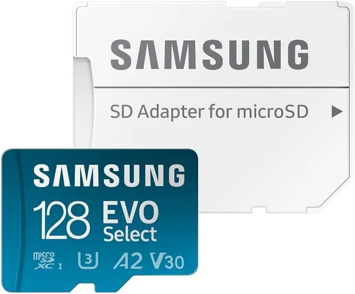 کارت حافظه 128 گیگابایتی Samsung EVO Select microSDXC UHS-I U3 با سرعت 130 مگابایت بر ثانیه، مناسب برای Full HD و 4K UHD به همراه آداپتور SD (MB-ME128KA/EU)، آبی