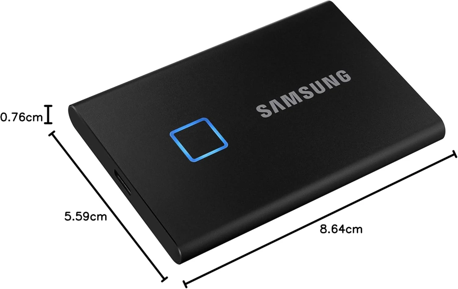 حافظه اس اس دی اکسترنال سامسونگ مدل MU-PC1T0K/WW T7 TOUCH با USB 3.2 و امنیت اثر انگشت و رمز عبور - 1 ترابایت، مشکی