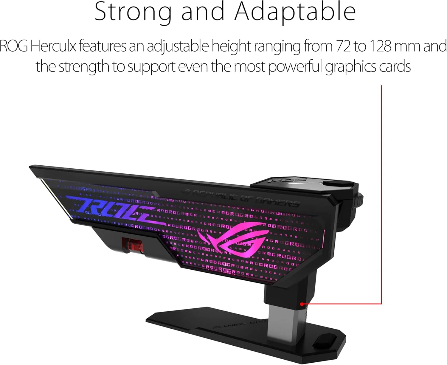 نگهدارنده کارت گرافیک ASUS ROG Herculx (ساخته شده از آلیاژ روی جامد، نصب آسان بدون ابزار، دارای تراز، ارتفاع قابل تنظیم، سازگاری گسترده، Aura Sync RGB) نگهدارنده کارت گرافیک ASUS ROG Herculx (ساخته شده از آلیاژ روی جامد، نصب آسان بدون ابزار، دارای تراز، ارتفاع قابل تنظیم، سازگاری گسترده، Aura Sync RGB)