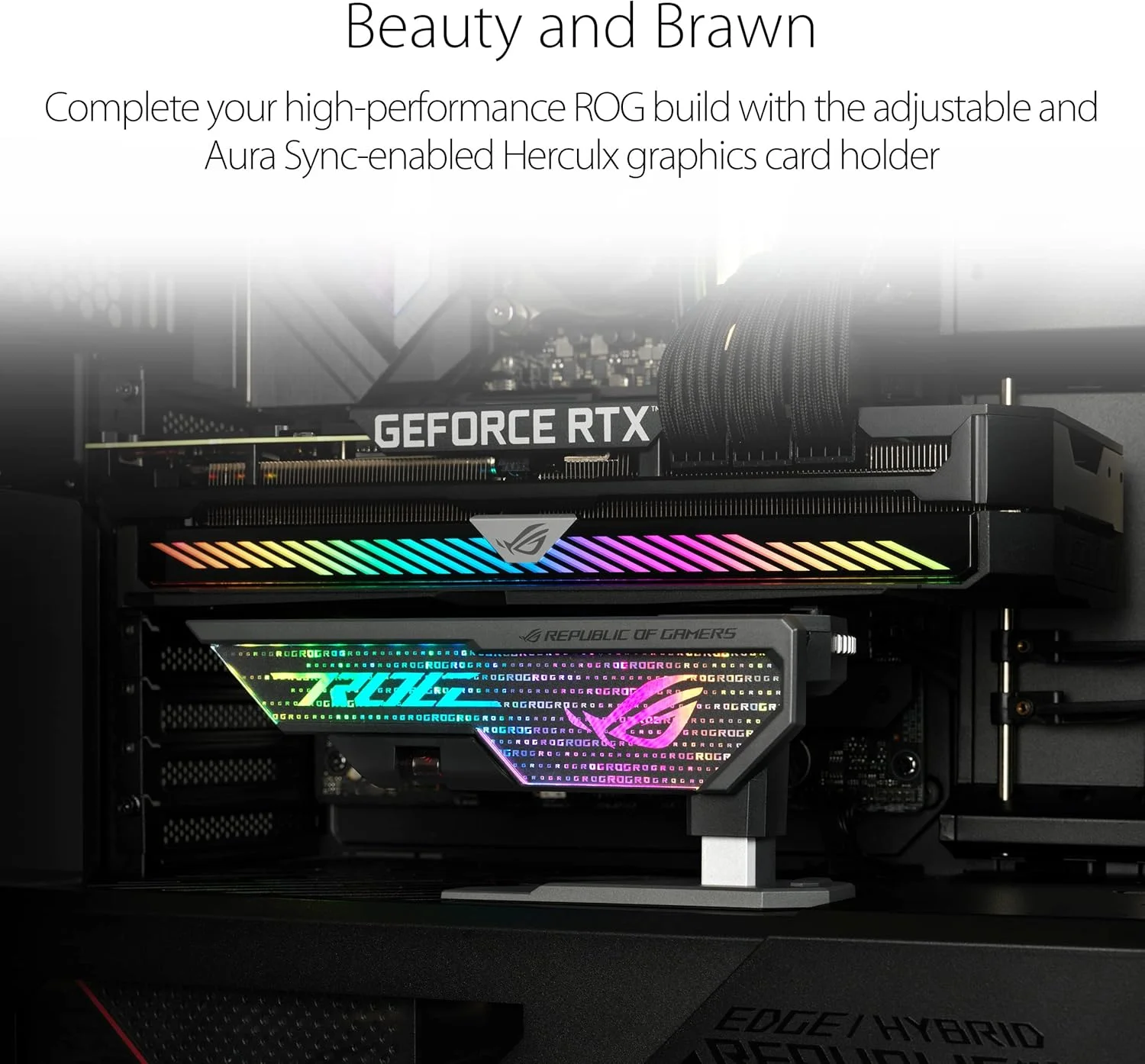 نگهدارنده کارت گرافیک ASUS ROG Herculx (ساخته شده از آلیاژ روی جامد، نصب آسان بدون ابزار، دارای تراز، ارتفاع قابل تنظیم، سازگاری گسترده، Aura Sync RGB) نگهدارنده کارت گرافیک ASUS ROG Herculx (ساخته شده از آلیاژ روی جامد، نصب آسان بدون ابزار، دارای تراز، ارتفاع قابل تنظیم، سازگاری گسترده، Aura Sync RGB)