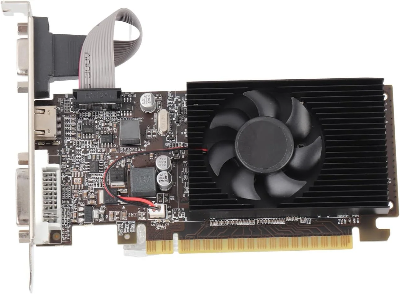 کارت گرافیک GT610 1GB DDR3، PCI Express 2.0 x16، خروجی چند رسانه ای DVI VGA HD، کارت گرافیک 64 بیتی بازی با فن خنک کننده بی صدا