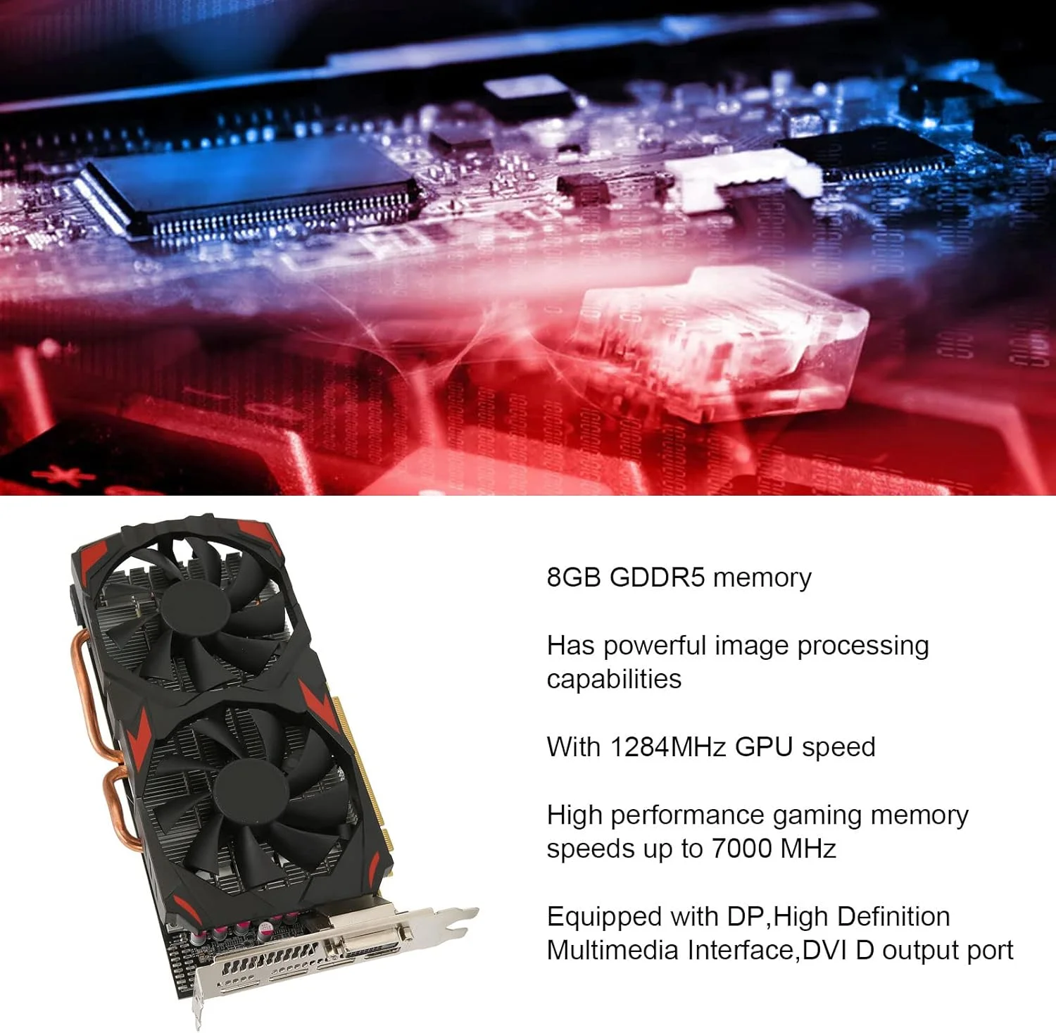 کارت گرافیک Dilwe AMD Radeon RX 580، هشت گیگابایت GDDR5، 256 بیتی، دو فن، DP HDMI DVI، شانزده PCIe 3.0، 8K، 3840x2160، مناسب دسکتاپ، گیمینگ و رسانه HD کارت گرافیک Dilwe AMD Radeon RX 580، هشت گیگابایت GDDR5، 256 بیتی، دو فن، DP HDMI DVI، شانزده PCIe 3.0، 8K، 3840x2160، مناسب دسکتاپ، گیمینگ و رسانه HD