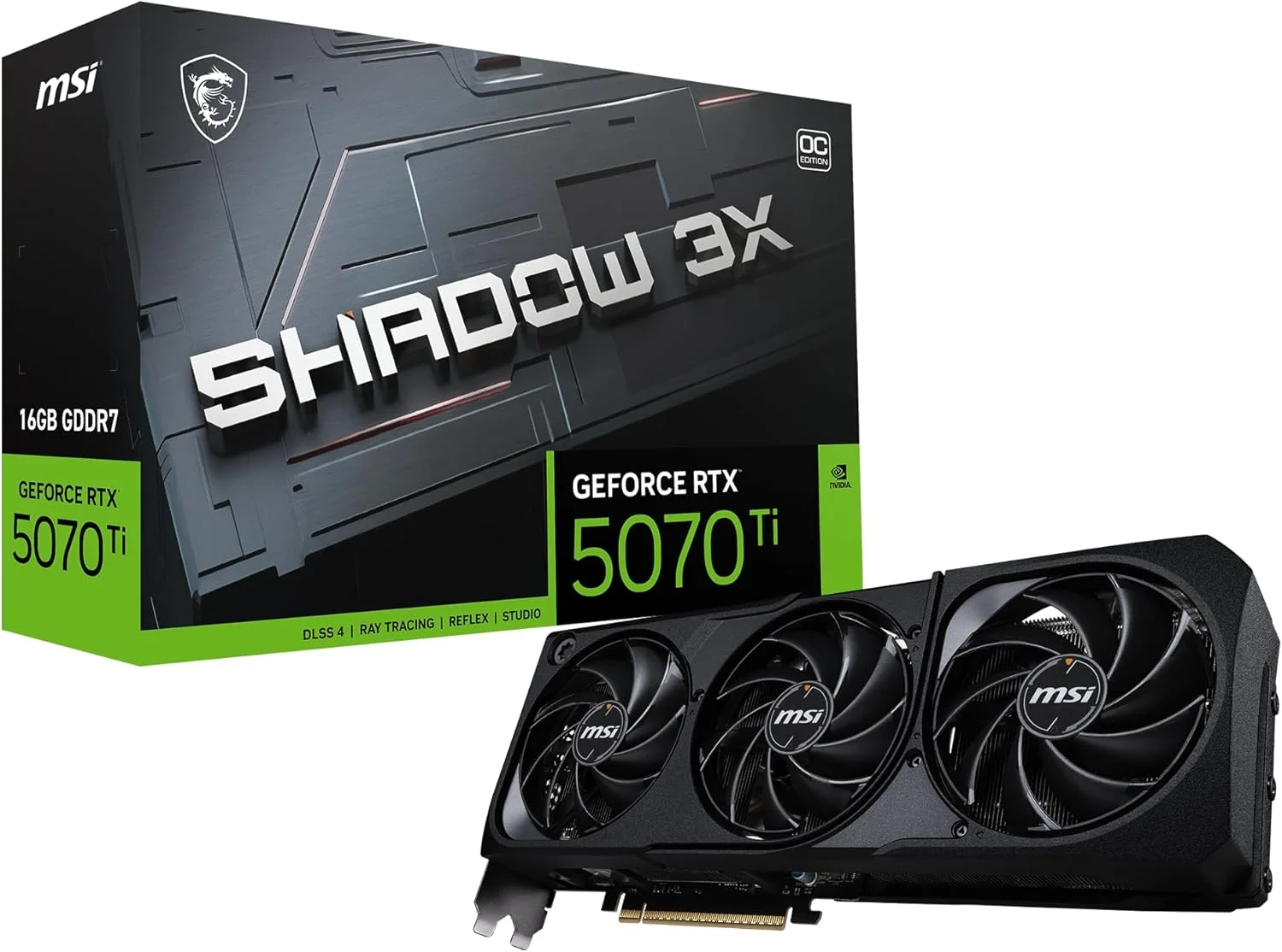 کارت گرافیک MSI Gaming RTX 5070 TI 16G Shadow 3X OC (16 گیگابایت GDDR7، 256 بیتی، عملکرد فوق العاده: 2497 مگاهرتز، DisplayPort x3 2.1a، HDMI 2.1b، معماری NVIDIA Blackwell) کارت گرافیک MSI Gaming RTX 5070 TI 16G Shadow 3X OC (16 گیگابایت GDDR7، 256 بیتی، عملکرد فوق العاده: 2497 مگاهرتز، DisplayPort x3 2.1a، HDMI 2.1b، معماری NVIDIA Blackwell)