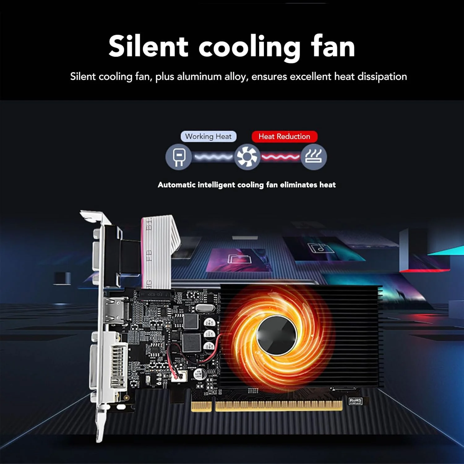 کارت گرافیک Jectse GT730، کارت گرافیک گیمینگ 4 گیگابایتی 128 بیتی DDR3B با فن خنک کننده، پشتیبانی از PCI Express 2.0 با سرعت بالا، کارت گرافیک ویدیویی DVI VGA HDMI کارت گرافیک Jectse GT730، کارت گرافیک گیمینگ 4 گیگابایتی 128 بیتی DDR3B با فن خنک کننده، پشتیبانی از PCI Express 2.0 با سرعت بالا، کارت گرافیک ویدیویی DVI VGA HDMI