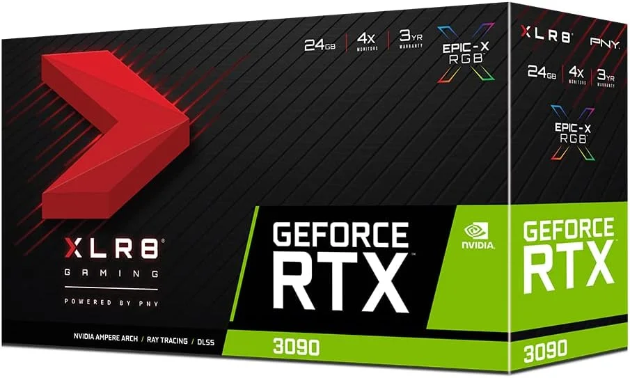 کارت گرافیک PNY GeForce RTX 3090 24GB XLR8 Gaming REVEL EPIC-X RGB با سه فن