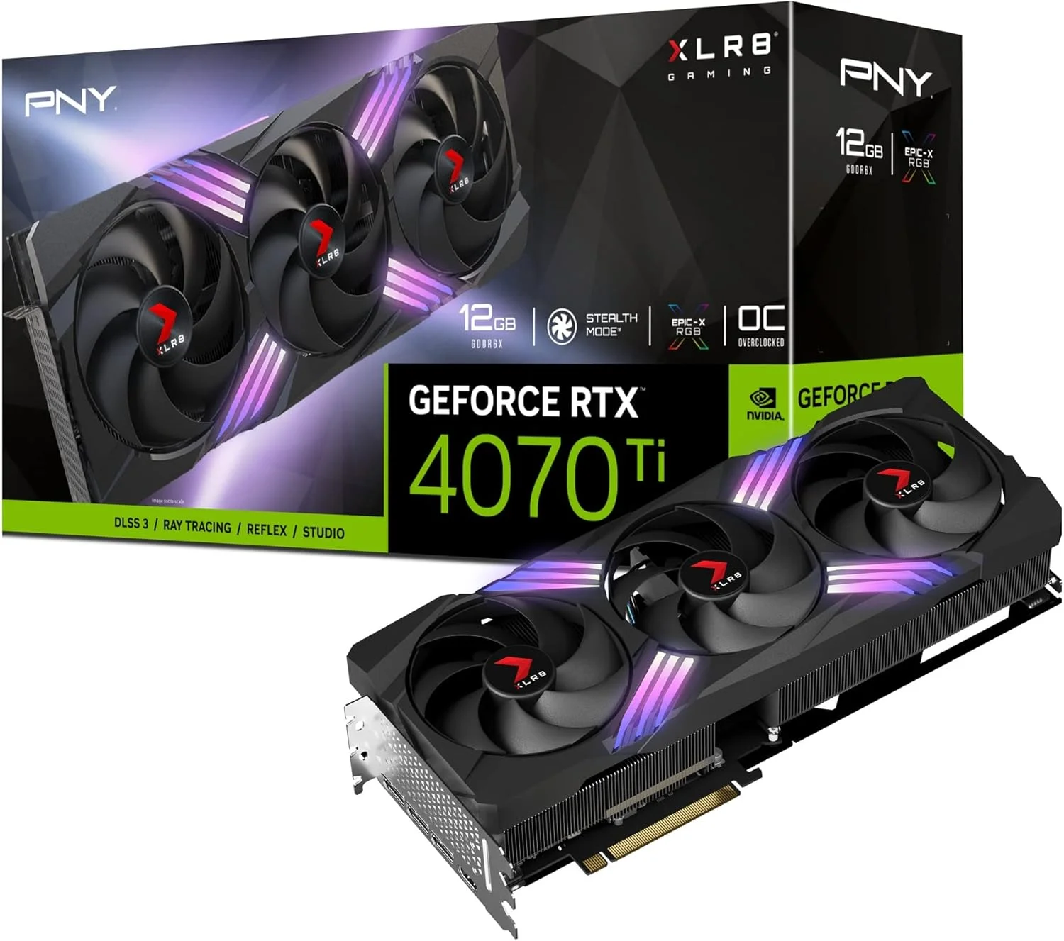 کارت گرافیک PNY GeForce RTX 4070 Ti 12GB XLR8 Gaming Verto Epic-X RGB اورکلاک شده با سه فن و DLSS 3