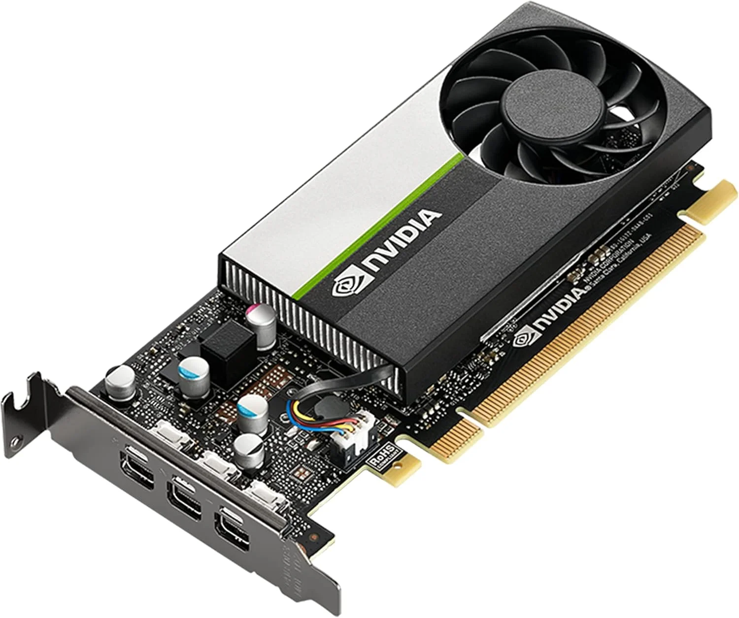 کارت گرافیک PNY NVIDIA T400 4GB GDDR6، با 4 گیگابایت حافظه، PCI Express 3.0 x16، تک اسلات، دارای 3 پورت MiniDisplayPort، سازگار با کیفیت 8K و فن خنک کننده فعال فوق العاده کم صدا