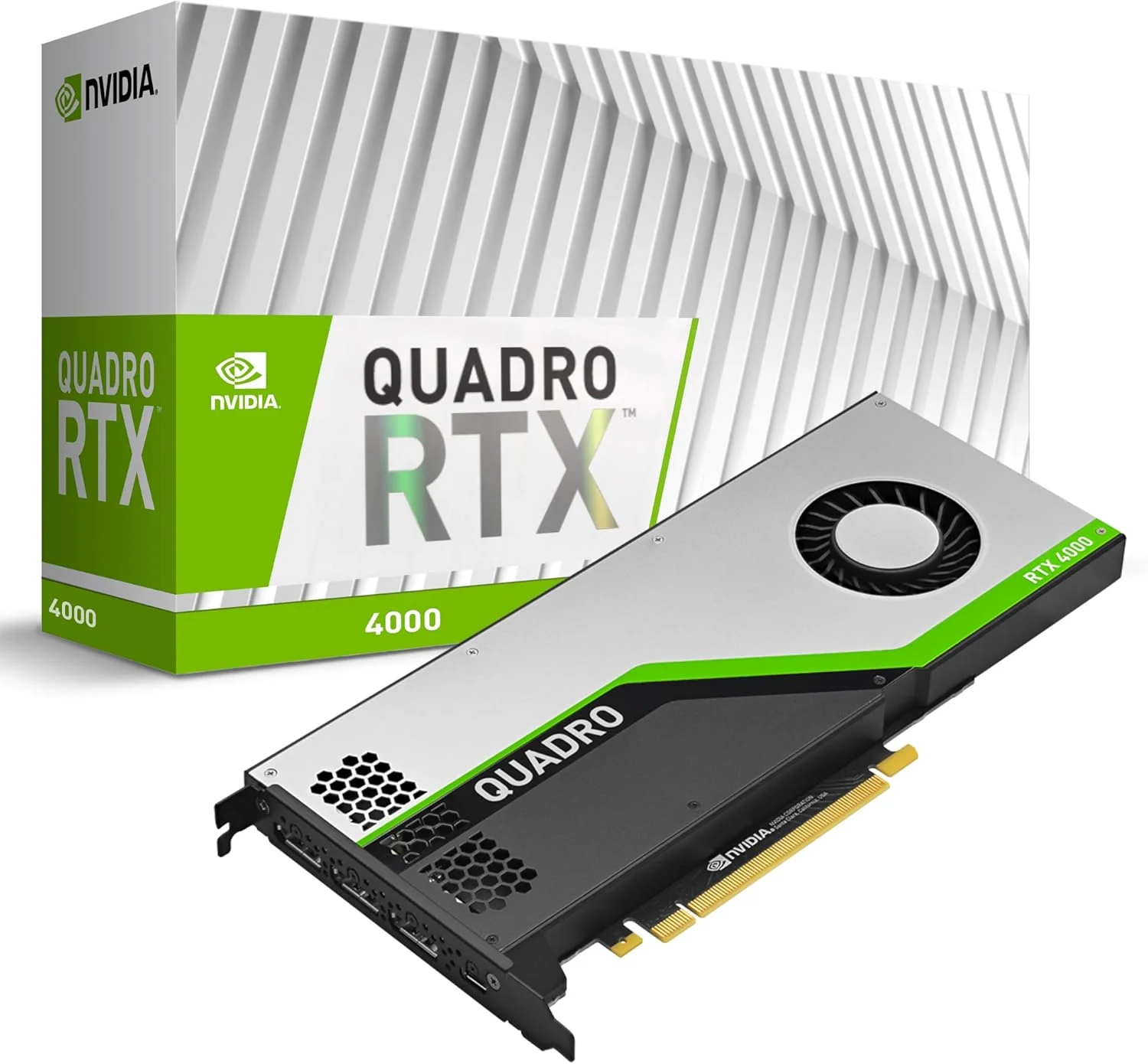 کارت گرافیک حرفه ای PNY Quadro RTX 4000 با 8 گیگابایت حافظه GDDR6، PCI Express 3.0 x16، تک اسلات، 3x DisplayPort، پشتیبانی از 8K، فن فعال فوق العاده بی صدا