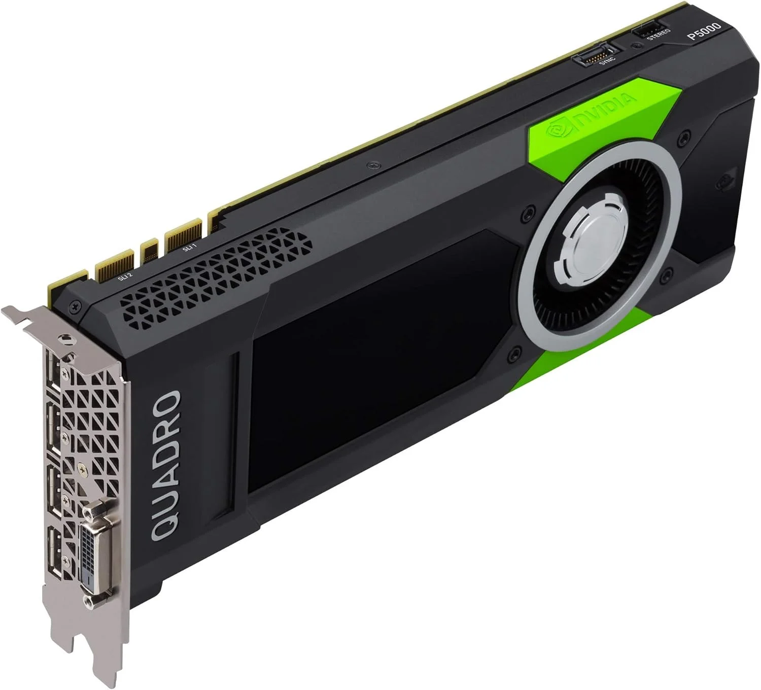 کارت گرافیک حرفه ای PNY Quadro P5000 با 16 گیگابایت حافظه GDDR5، PCI Express 3.0 x16، دو اسلات، 4 پورت DisplayPort، 1 پورت DVI-I DL، پشتیبانی از کیفیت 5K، فن فعال فوق العاده بی صدا