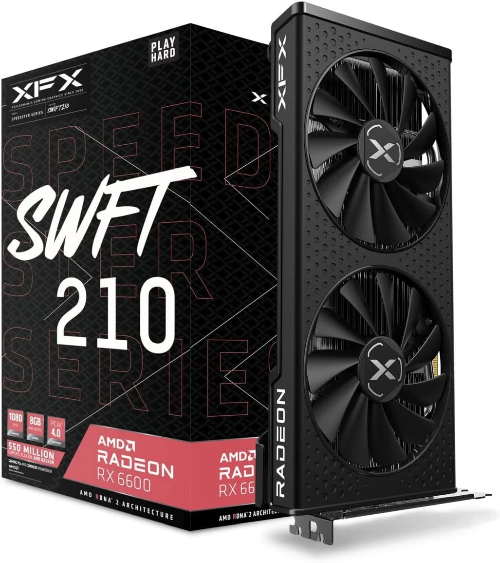 کارت گرافیک گیمینگ XFX Speedster SWFT 210 Radeon RX 6600 CORE با 8 گیگابایت GDDR6 HDMI 3xDP، AMD RDNA 2 RX-66XL8LFDQ