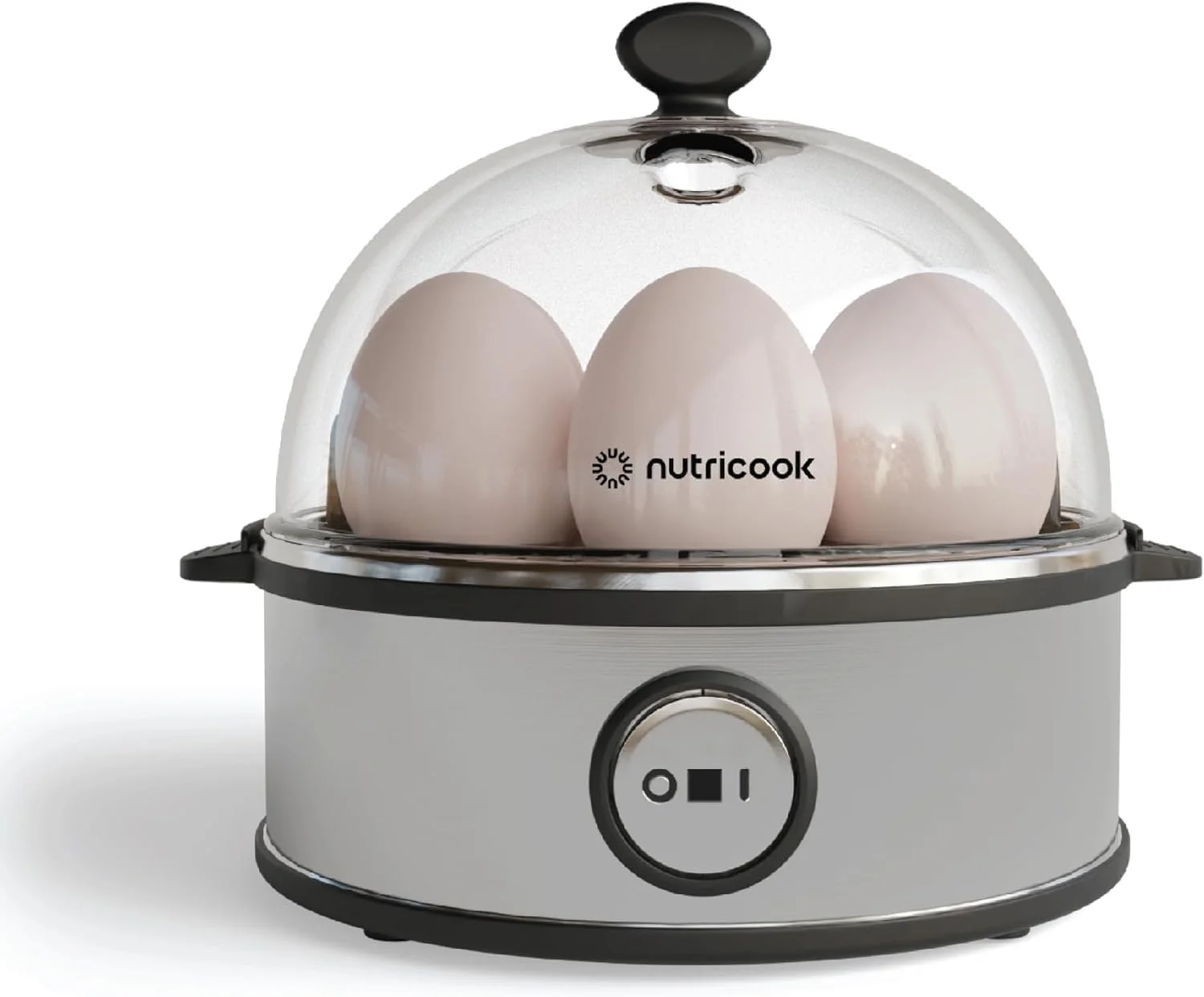تخم مرغ پز سریع NutriCook: تخم مرغ پز برقی با ظرفیت 7 تخم مرغ برای تخم مرغ آب پز، تخم مرغ نیمرو، تخم مرغ همزده یا املت با قابلیت خاموش شدن خودکار - نقره ای