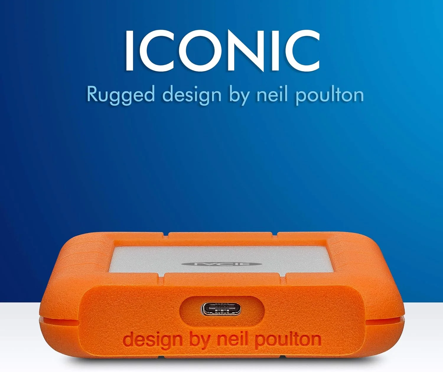هارد اکسترنال LACIE Rugged USB-C (مدل STFR5000800) به همراه کیف حمل هارد دیسک قابل حمل و جمع و جور، 5000 گیگابایت، نقره ای/نارنجی