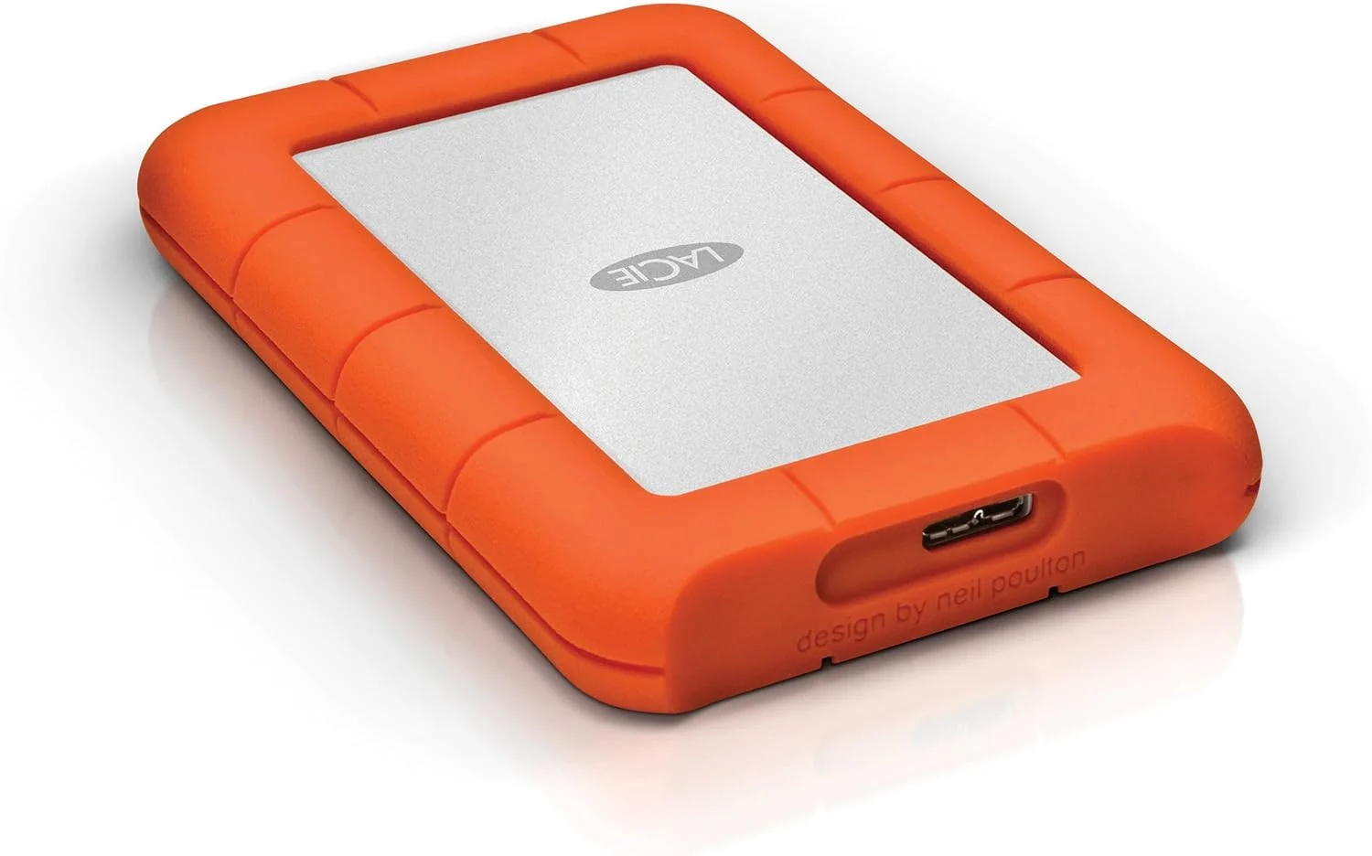 هارد اکسترنال قابل حمل LaCie Rugged Mini با ظرفیت 1 ترابایت، سایز 2.5 اینچ، مناسب برای PC و Mac، مقاوم در برابر ضربه، سقوط و فشار، دارای 2 سال خدمات بازیابی اطلاعات (LAC301558)