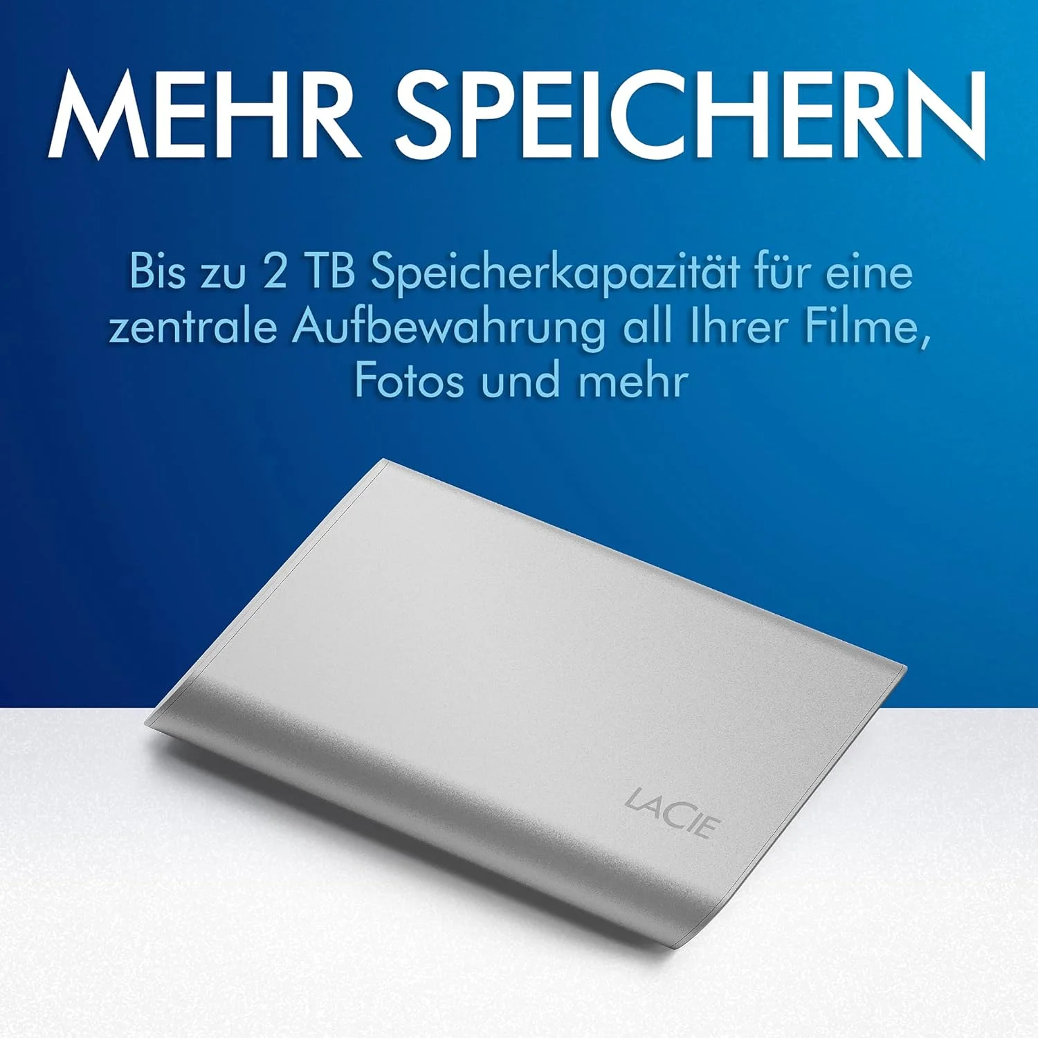حافظه اس اس دی اکسترنال قابل حمل LaCie، 1 ترابایت، درایو حالت جامد اکسترنال - USB-C، USB 3.2 Gen 2، سرعت تا 1,050 مگابایت بر ثانیه، نقره ای ماه، برای مک، کامپیوتر و آیپد، با خدمات بازیابی (STKS1000400)