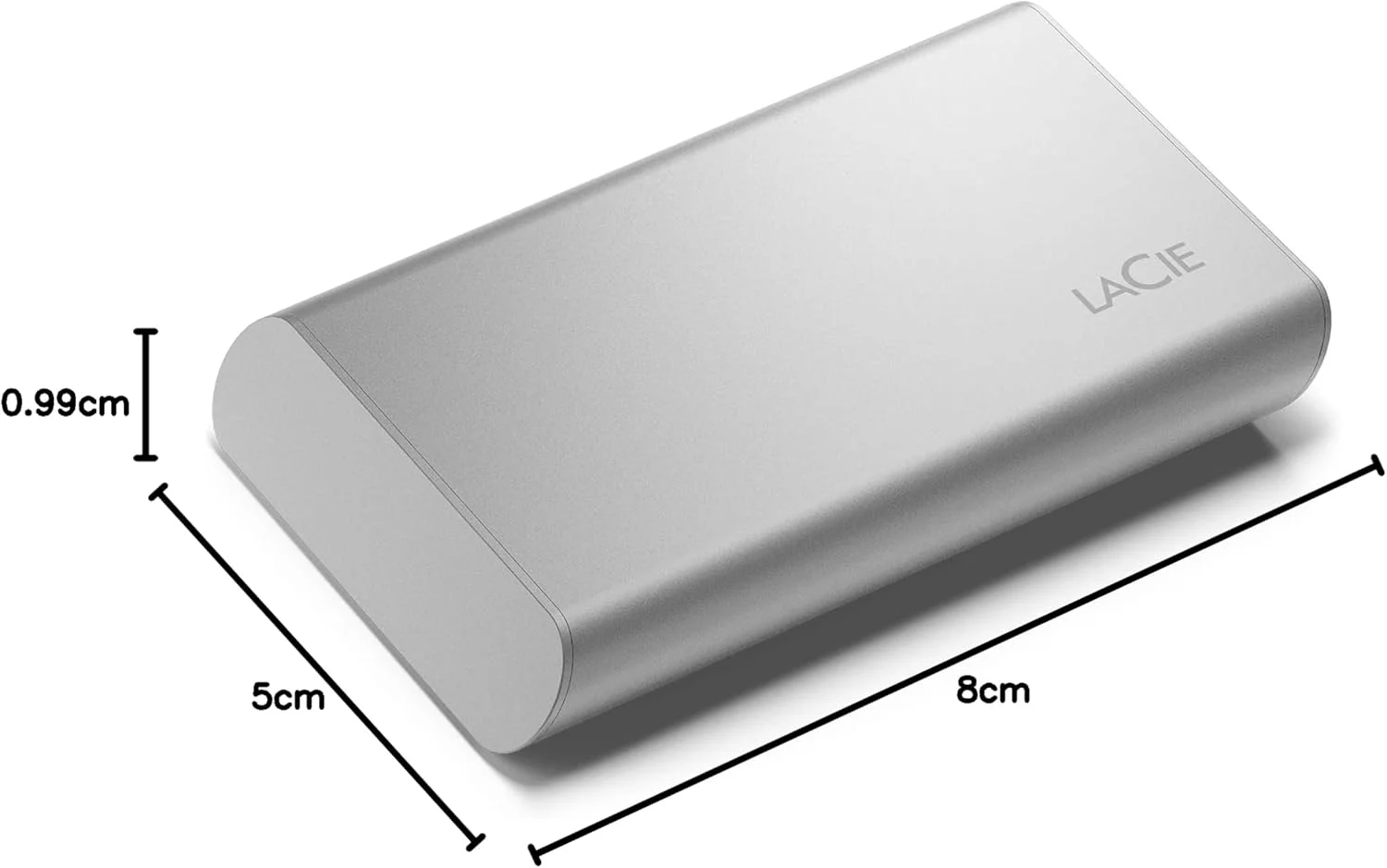 حافظه اس اس دی اکسترنال قابل حمل LaCie، 1 ترابایت، درایو حالت جامد اکسترنال - USB-C، USB 3.2 Gen 2، سرعت تا 1,050 مگابایت بر ثانیه، نقره ای ماه، برای مک، کامپیوتر و آیپد، با خدمات بازیابی (STKS1000400)