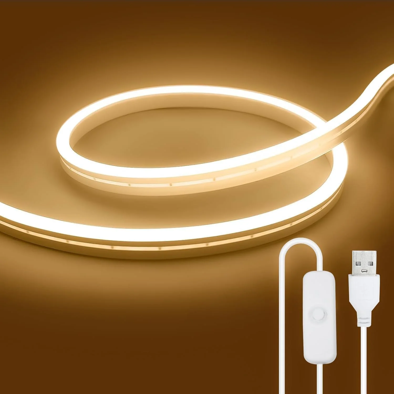 چراغ‌های نواری LED USB آبودا، 3 متر/9.84 فوت چراغ‌های نواری نئونی ضد آب، چراغ‌های نواری ولتاژ پایین 5 ولت برای اتاق خواب، اتاق نشیمن یا مهمانی. (نور گرم، 3000K)