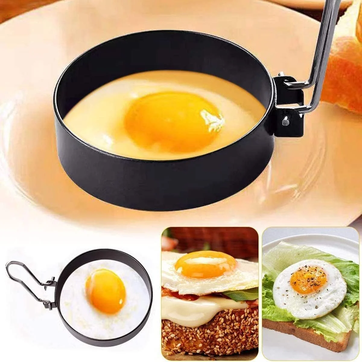 قالب تخم مرغ KASTWAVE King، قالب گرد استیل ضد زنگ برای پخت تخم مرغ، ابزار قالب خانگی گرد برای صبحانه، حلقه های نچسب برای سرخ کردن، شکل دادن و موارد دیگر، بسته 4 عددی قالب تخم مرغ KASTWAVE King، قالب گرد استیل ضد زنگ برای پخت تخم مرغ، ابزار قالب خانگی گرد برای صبحانه، حلقه های نچسب برای سرخ کردن، شکل دادن و موارد دیگر، بسته 4 عددی