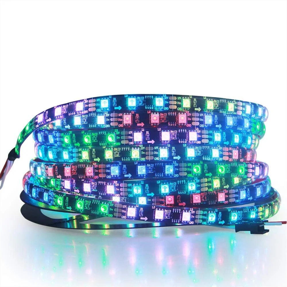 نوار LED آدرس پذیر RGB آلیتُو WS2811، نوار چراغ LED 12 ولت، 5 متر، 300 LED، رنگ رویایی قابل برنامه ریزی، چراغ پیکسل LED دیجیتال انعطاف پذیر، ضد آب IP65 با پشت چسبنده بسیار قوی 3M VHB