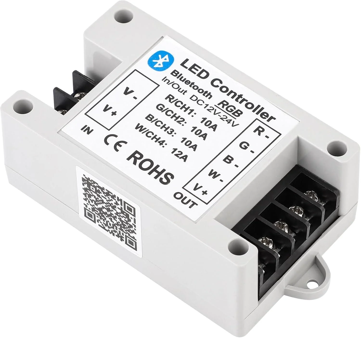 کنترلر بلوتوثی RGB/RGBW LED Azonee برای نوارهای LED 5050 3528 - کنترل از طریق اپلیکیشن تلفن همراه برای iOS و Android، کنترلر هوشمند نور LED RGB با حالت موسیقی، تایمر و تنظیمات رنگ سفارشی