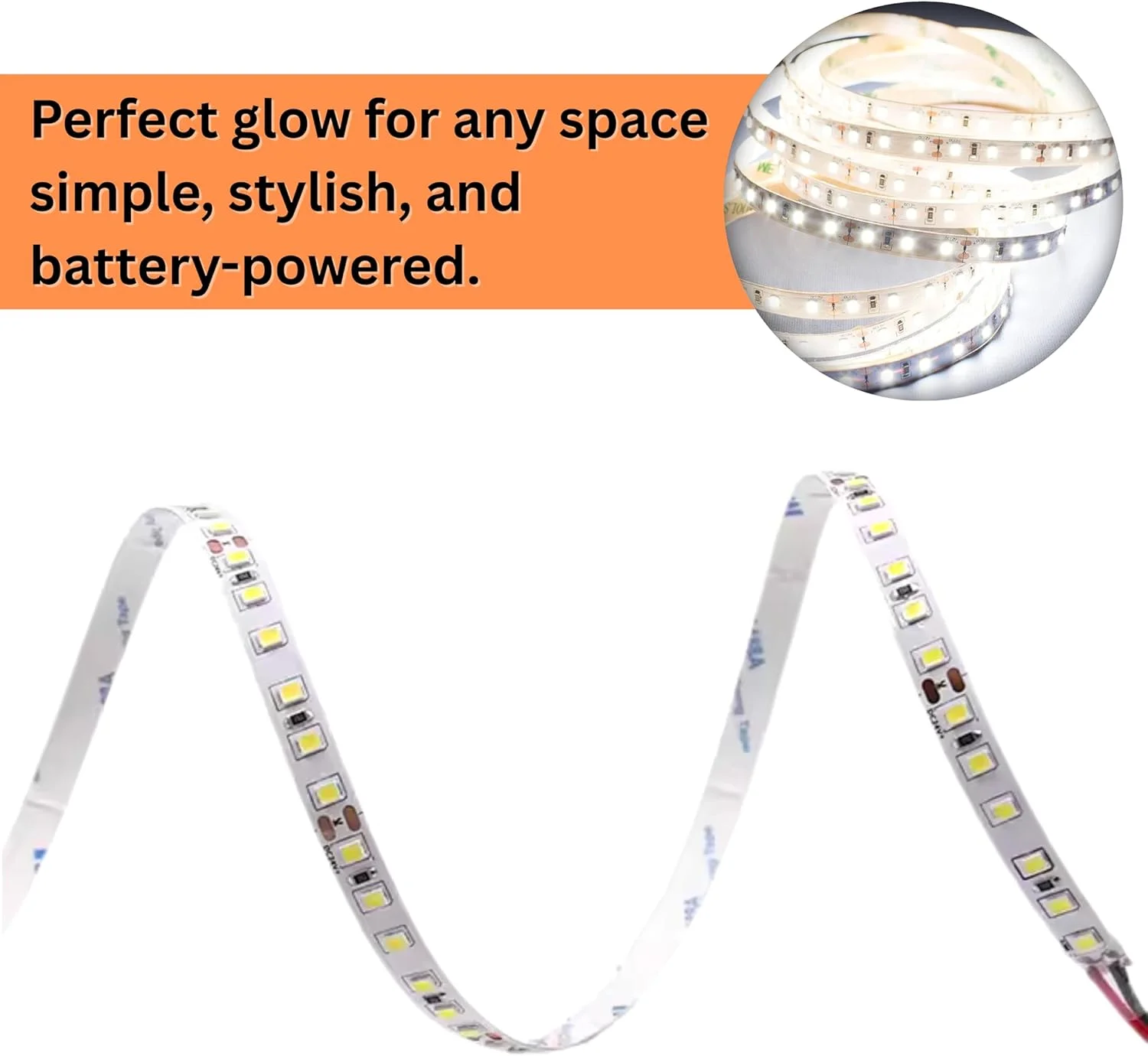 نوار LED با باتری ECVV® | نوار LED 2 متری 150 LED با باتری، نوار LED سفید | نوار چراغ های LED ضد آب با باتری برای فضای باز و داخلی | خود چسب نوار LED با باتری ECVV® | نوار LED 2 متری 150 LED با باتری، نوار LED سفید | نوار چراغ های LED ضد آب با باتری برای فضای باز و داخلی | خود چسب