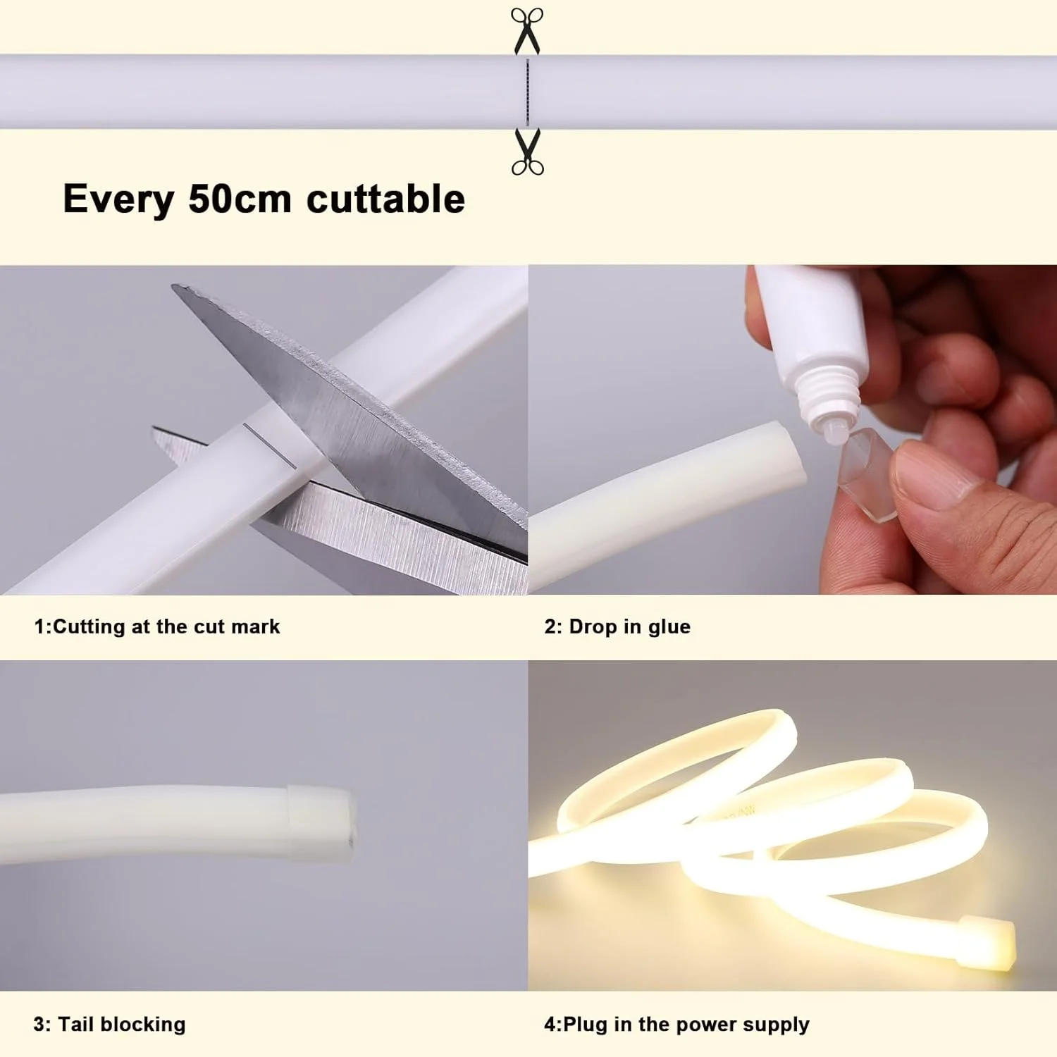 نوار ال ای دی COB بنلون 220 ولت، ضد آب مناسب فضای باز، 20 متر، 4000 کلوین سفید طبیعی، نوار ال ای دی انعطاف پذیر قابل برش 200 وات CRI 90+ بدون ترانسفورماتور، برای اتاق خواب، گیمینگ، دفتر، آلاچیق فضای باز