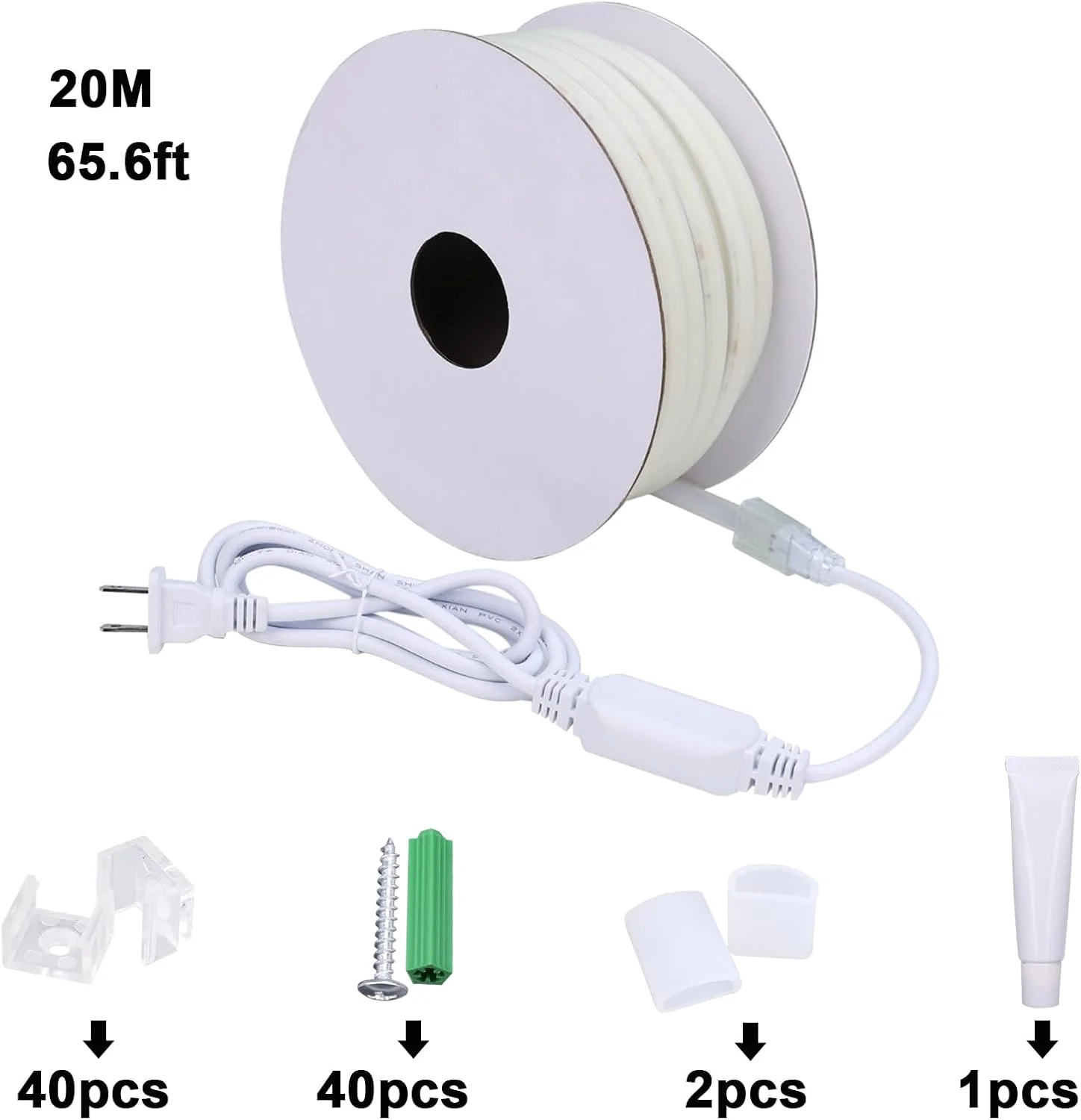 نوار ال ای دی COB بنلون 220 ولت، ضد آب مناسب فضای باز، 20 متر، 4000 کلوین سفید طبیعی، نوار ال ای دی انعطاف پذیر قابل برش 200 وات CRI 90+ بدون ترانسفورماتور، برای اتاق خواب، گیمینگ، دفتر، آلاچیق فضای باز