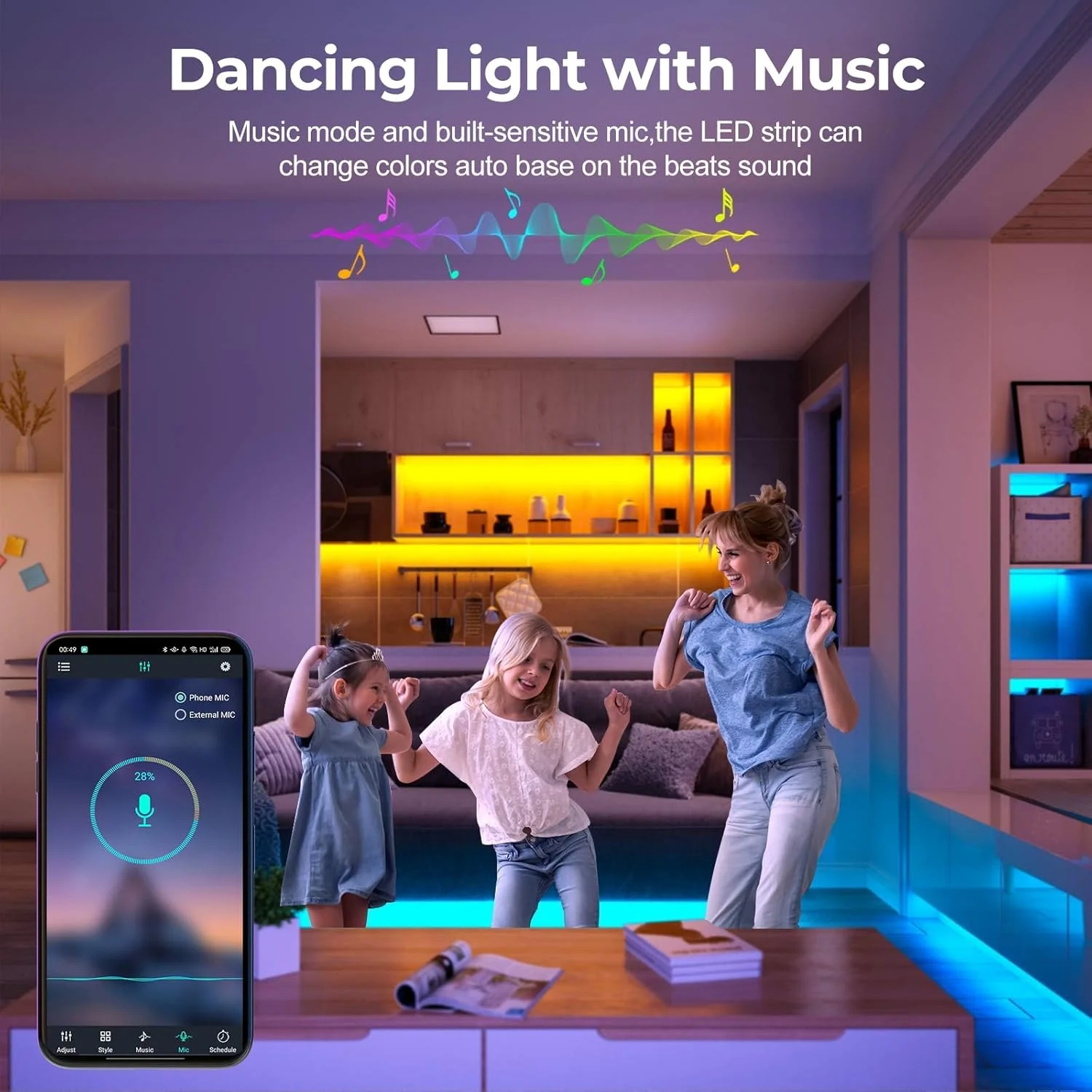 نوار نئون ال ای دی هوشمند 5 متری LUXONIC 24V RGB بلوتوثی، ضد آب، همگام سازی با موسیقی، حالت های قابل تنظیم، کار با اپلیکیشن و ریموت 44 کلیدی، لامپ برای اتاق خواب، اتاق نشیمن، اتاق بازی، دکور نور DIY نوار نئون ال ای دی هوشمند 5 متری LUXONIC 24V RGB بلوتوثی، ضد آب، همگام سازی با موسیقی، حالت های قابل تنظیم، کار با اپلیکیشن و ریموت 44 کلیدی، لامپ برای اتاق خواب، اتاق نشیمن، اتاق بازی، دکور نور DIY