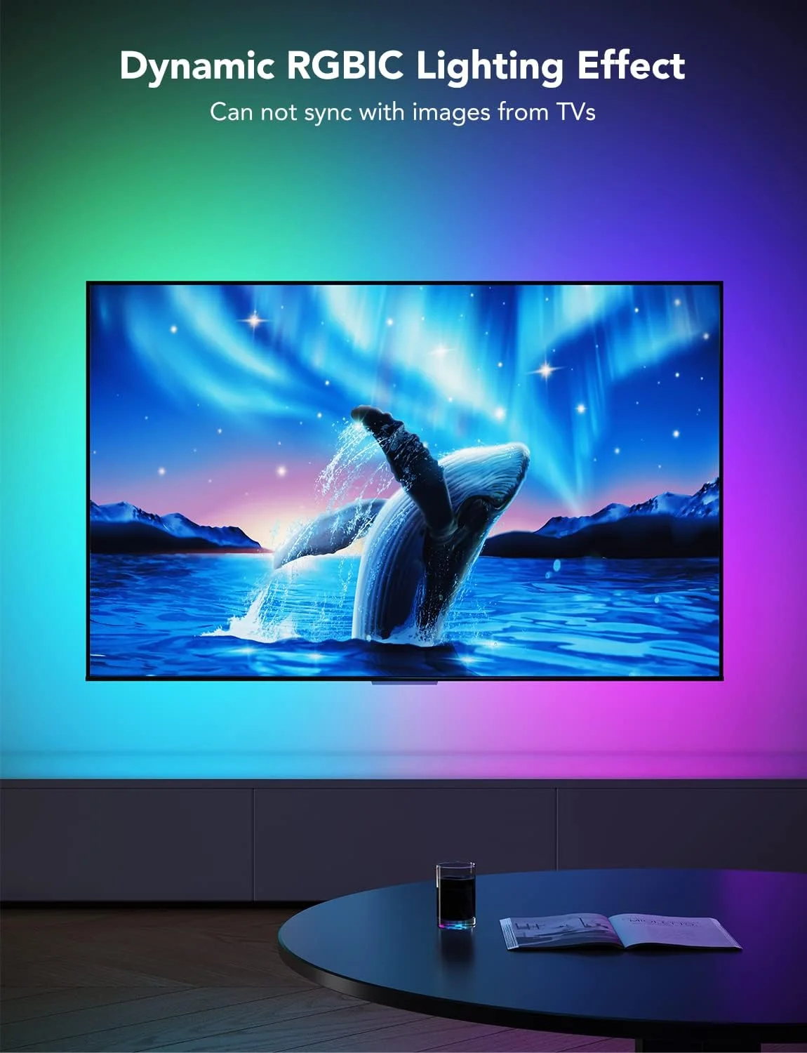 نور پس زمینه LED تلویزیون Govee، نوارهای LED هوشمند RGBIC برای تلویزیون های 55-65 اینچی، کنترل برنامه بلوتوث و Wi-Fi، سازگار با الکسا و دستیار گوگل، همگام سازی موسیقی، 99+ حالت صحنه، آداپتور نور پس زمینه LED تلویزیون Govee، نوارهای LED هوشمند RGBIC برای تلویزیون های 55-65 اینچی، کنترل برنامه بلوتوث و Wi-Fi، سازگار با الکسا و دستیار گوگل، همگام سازی موسیقی، 99+ حالت صحنه، آداپتور