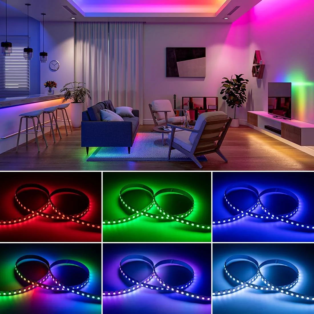نوار LED پیکسلی رنگی BTF-LIGHTING WS2812B RGB 5050SMD با قابلیت آدرس دهی جداگانه، 16.4 فوت، 60 پیکسل در متر، 300 پیکسل، PCB مشکی انعطاف پذیر، تمام رنگی، IP30 غیر ضد آب، مناسب برای ساخت صفحه نمایش LED و دیوار LED، فقط DC5V نوار LED پیکسلی رنگی BTF-LIGHTING WS2812B RGB 5050SMD با قابلیت آدرس دهی جداگانه، 16.4 فوت، 60 پیکسل در متر، 300 پیکسل، PCB مشکی انعطاف پذیر، تمام رنگی، IP30 غیر ضد آب، مناسب برای ساخت صفحه نمایش LED و دیوار LED، فقط DC5V