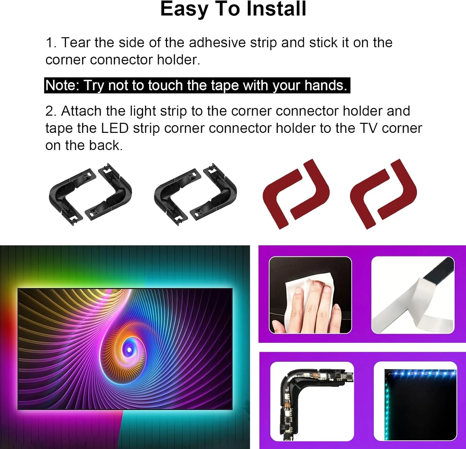 اتصال دهنده گوشه نوار نور LED باکسپوت، جایگزین نگهدارنده اتصال نوار نور LED، گیره های نصب نوار LED، اتصال دهنده های بدون شکاف برای نوارهای نور LED 8 تا 12 میلی متری مدل CH1