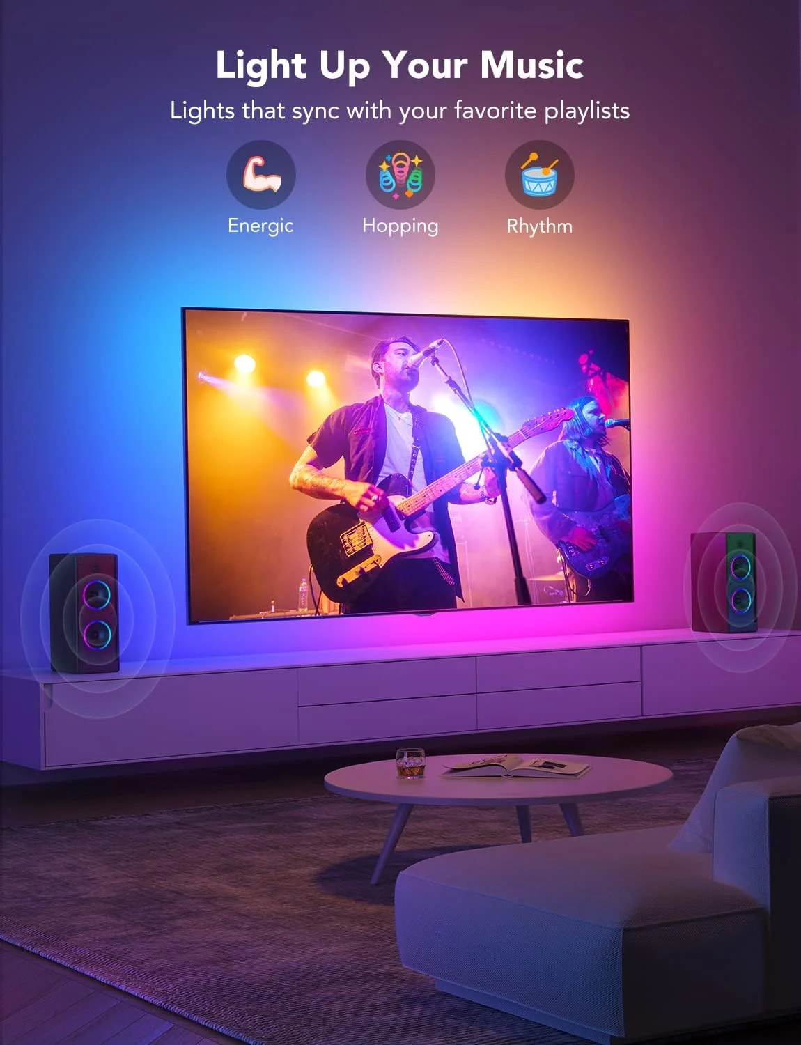 نور پس زمینه LED تلویزیون Govee، نوارهای LED هوشمند RGBIC برای تلویزیون های 55-65 اینچی، کنترل برنامه بلوتوث و Wi-Fi، سازگار با الکسا و دستیار گوگل، همگام سازی موسیقی، 99+ حالت صحنه، آداپتور نور پس زمینه LED تلویزیون Govee، نوارهای LED هوشمند RGBIC برای تلویزیون های 55-65 اینچی، کنترل برنامه بلوتوث و Wi-Fi، سازگار با الکسا و دستیار گوگل، همگام سازی موسیقی، 99+ حالت صحنه، آداپتور