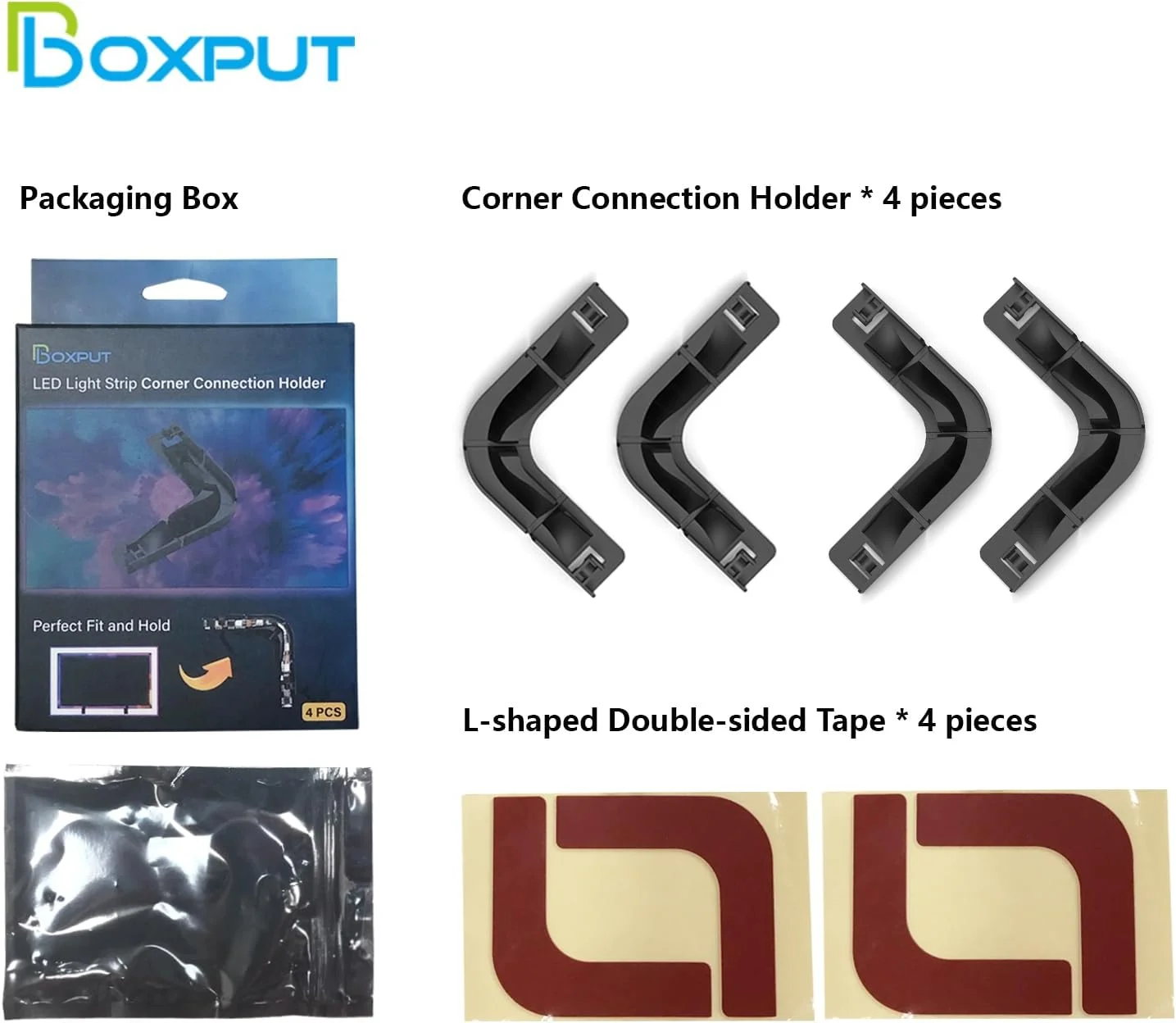 اتصال دهنده گوشه نوار نور LED باکسپوت، جایگزین نگهدارنده اتصال نوار نور LED، گیره های نصب نوار LED، اتصال دهنده های بدون شکاف برای نوارهای نور LED 8 تا 12 میلی متری مدل CH1