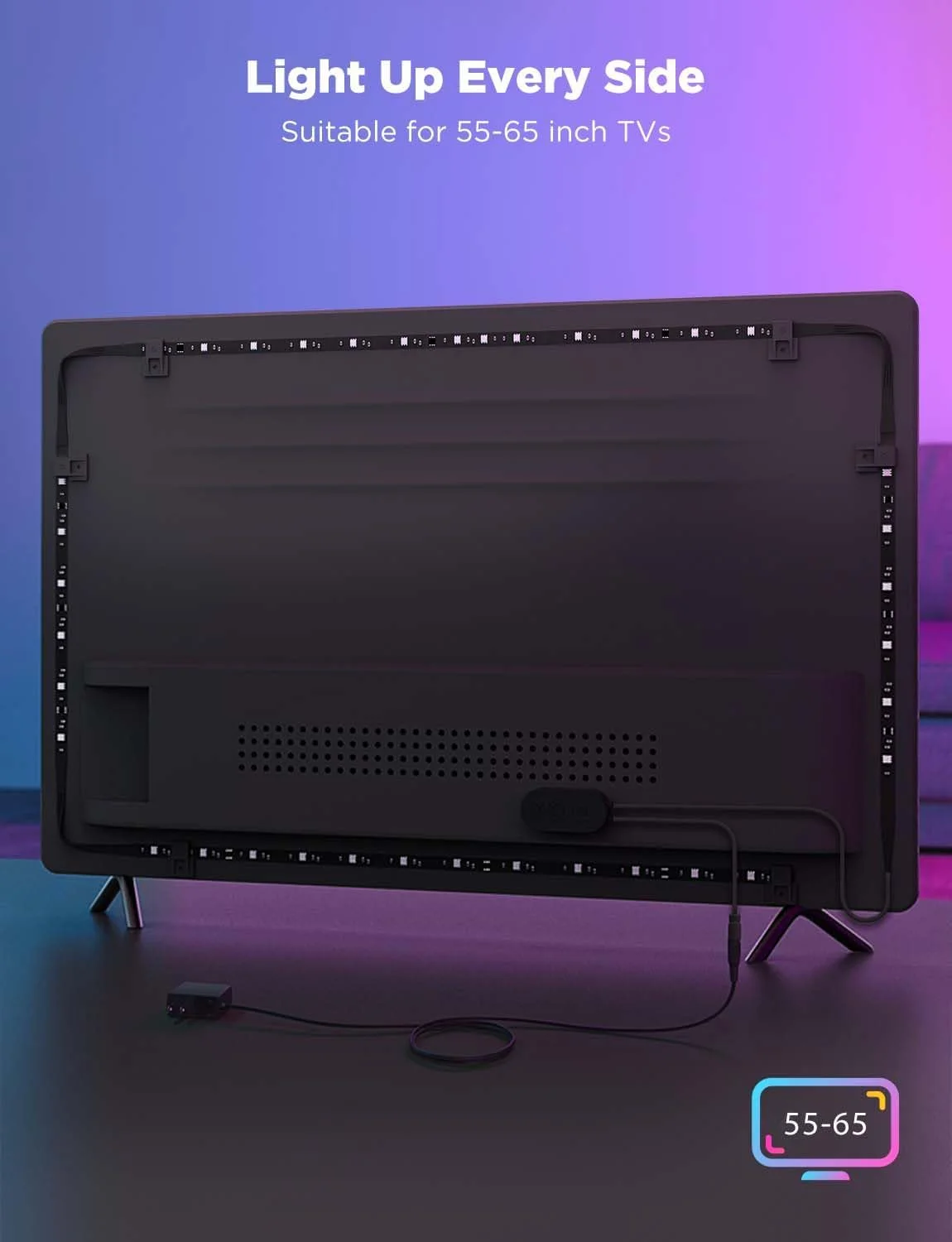 نور پس زمینه LED تلویزیون Govee، نوارهای LED هوشمند RGBIC برای تلویزیون های 55-65 اینچی، کنترل برنامه بلوتوث و Wi-Fi، سازگار با الکسا و دستیار گوگل، همگام سازی موسیقی، 99+ حالت صحنه، آداپتور نور پس زمینه LED تلویزیون Govee، نوارهای LED هوشمند RGBIC برای تلویزیون های 55-65 اینچی، کنترل برنامه بلوتوث و Wi-Fi، سازگار با الکسا و دستیار گوگل، همگام سازی موسیقی، 99+ حالت صحنه، آداپتور