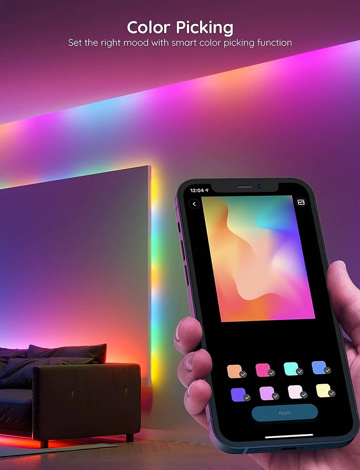 چراغ نواری ال ای دی 10 متری Govee RGBIC با کنترل از طریق اپلیکیشن، نوارهای ال ای دی هوشمند با کنترل رنگ بخش بندی شده، انتخاب رنگ هوشمند، چراغ های ال ای دی همگام سازی موسیقی برای اتاق خواب، آشپزخانه، مهمانی، دکوراسیون منزل (2x5 متر) چراغ نواری ال ای دی 10 متری Govee RGBIC با کنترل از طریق اپلیکیشن، نوارهای ال ای دی هوشمند با کنترل رنگ بخش بندی شده، انتخاب رنگ هوشمند، چراغ های ال ای دی همگام سازی موسیقی برای اتاق خواب، آشپزخانه، مهمانی، دکوراسیون منزل (2x5 متر)