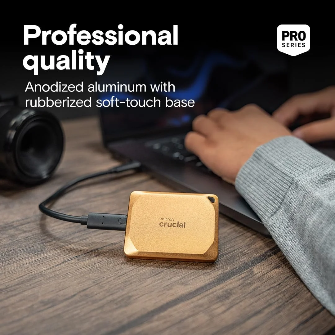 هارد اکسترنال SSD کروشیال X10 Pro با ظرفیت 4 ترابایت، سرعت خواندن تا 2100 مگابایت بر ثانیه و سرعت نوشتن 2000 مگابایت بر ثانیه، درایو حالت جامد قابل حمل، ضد آب و گرد و غبار IP55، USB-C 3.2، طلایی - CT4000X10PROSSD9D02 هارد اکسترنال SSD کروشیال X10 Pro با ظرفیت 4 ترابایت، سرعت خواندن تا 2100 مگابایت بر ثانیه و سرعت نوشتن 2000 مگابایت بر ثانیه، درایو حالت جامد قابل حمل، ضد آب و گرد و غبار IP55، USB-C 3.2، طلایی - CT4000X10PROSSD9D02