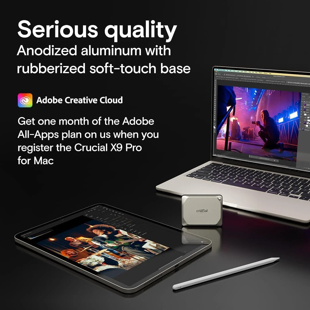 اس اس دی اکسترنال 1 ترابایتی کروشیال X9 Pro مخصوص مک - سرعت خواندن و نوشتن تا 1050 مگابایت بر ثانیه - مقاوم در برابر آب و گرد و غبار، آماده برای مک، همراه با پیشنهاد Mylio Photos+ - درایو حالت جامد اکسترنال USB 3.2 - مدل CT1000X9PROMACSSD9B02 اس اس دی اکسترنال 1 ترابایتی کروشیال X9 Pro مخصوص مک - سرعت خواندن و نوشتن تا 1050 مگابایت بر ثانیه - مقاوم در برابر آب و گرد و غبار، آماده برای مک، همراه با پیشنهاد Mylio Photos+ - درایو حالت جامد اکسترنال USB 3.2 - مدل CT1000X9PROMACSSD9B02