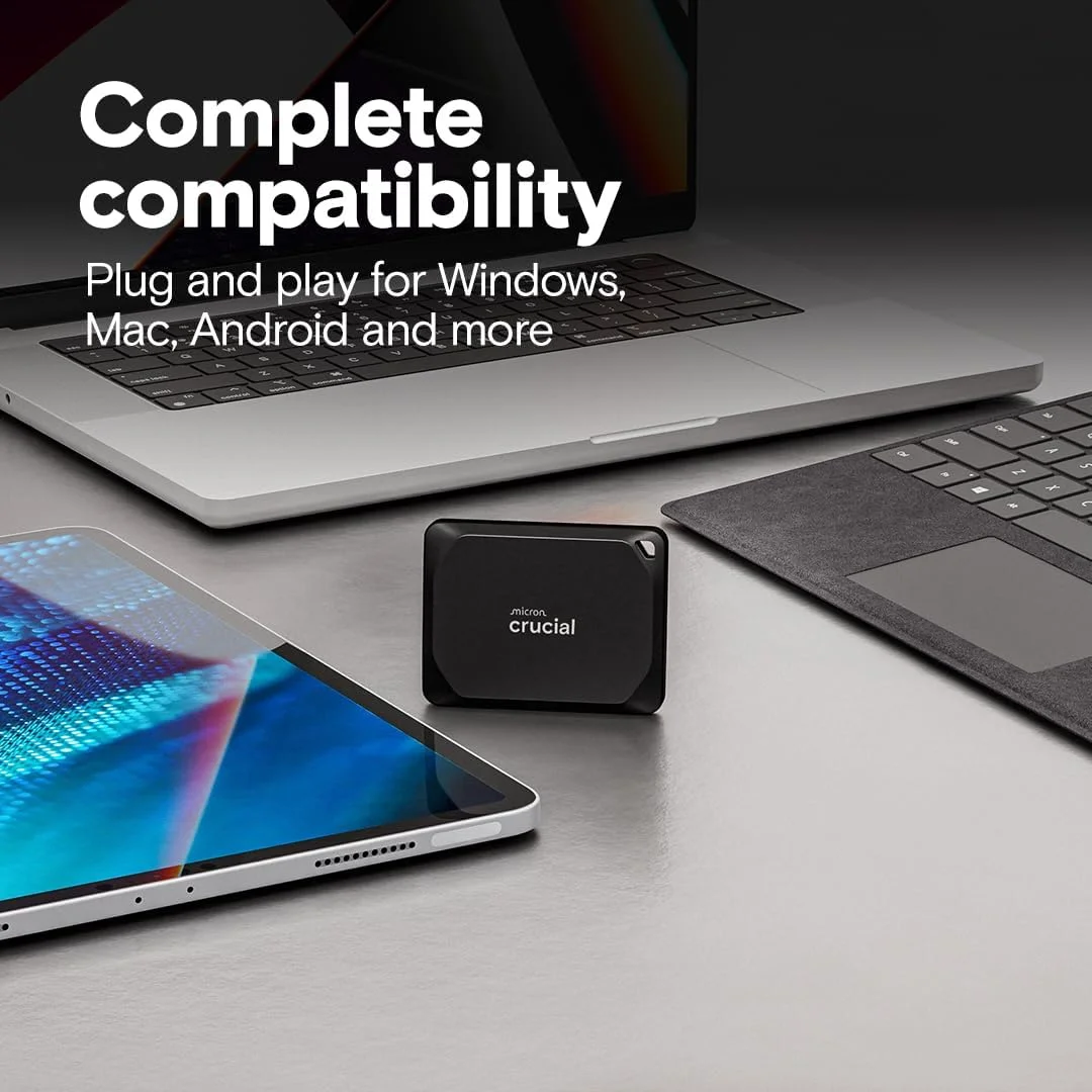 حافظه اس اس دی اکسترنال قابل حمل کروشیال X10 Pro با ظرفیت 1 ترابایت - سرعت خواندن تا 2100 مگابایت بر ثانیه، سرعت نوشتن 2000 مگابایت بر ثانیه - مقاوم در برابر آب و گرد و غبار، سازگار با PC و Mac، همراه با پیشنهاد Mylio Photos+ - درایو حالت جامد خارجی USB 3.2 - مدل CT1000X10PROSSD902