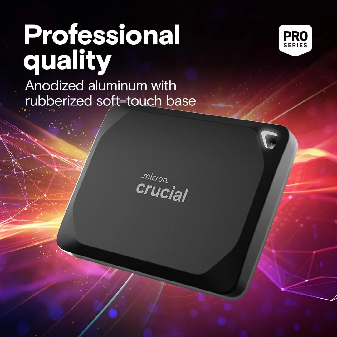 حافظه اس اس دی اکسترنال قابل حمل کروشیال X10 Pro با ظرفیت 4 ترابایت - سرعت خواندن تا 2100 مگابایت بر ثانیه، سرعت نوشتن 2000 مگابایت بر ثانیه - مقاوم در برابر آب و گرد و غبار، سازگار با PC و Mac، همراه با پیشنهاد Mylio Photos+ - درایو حالت جامد خارجی USB 3.2 - مدل CT4000X10PROSSD902