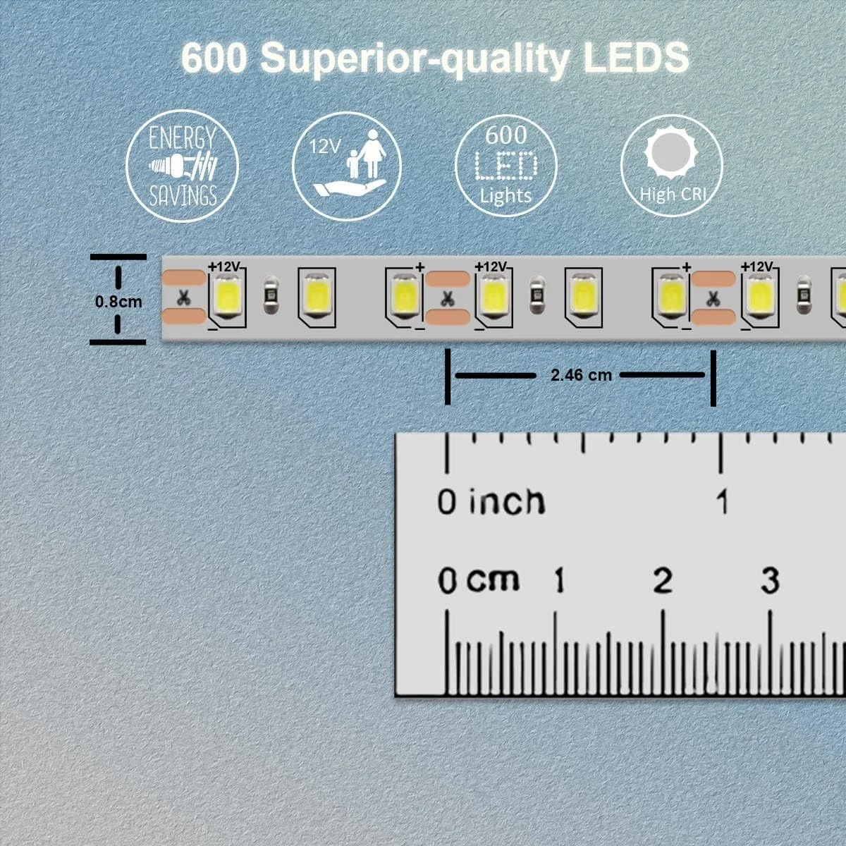 نوار چراغ LED هومینا، 5 متر 600 LED، نوار چراغ LED 24 وات، نور سفید روز روشن 6000K، نور نوار قابل تنظیم برای استفاده در فضای داخلی (شامل آداپتور و دیمر) نوار چراغ LED هومینا، 5 متر 600 LED، نوار چراغ LED 24 وات، نور سفید روز روشن 6000K، نور نوار قابل تنظیم برای استفاده در فضای داخلی (شامل آداپتور و دیمر)