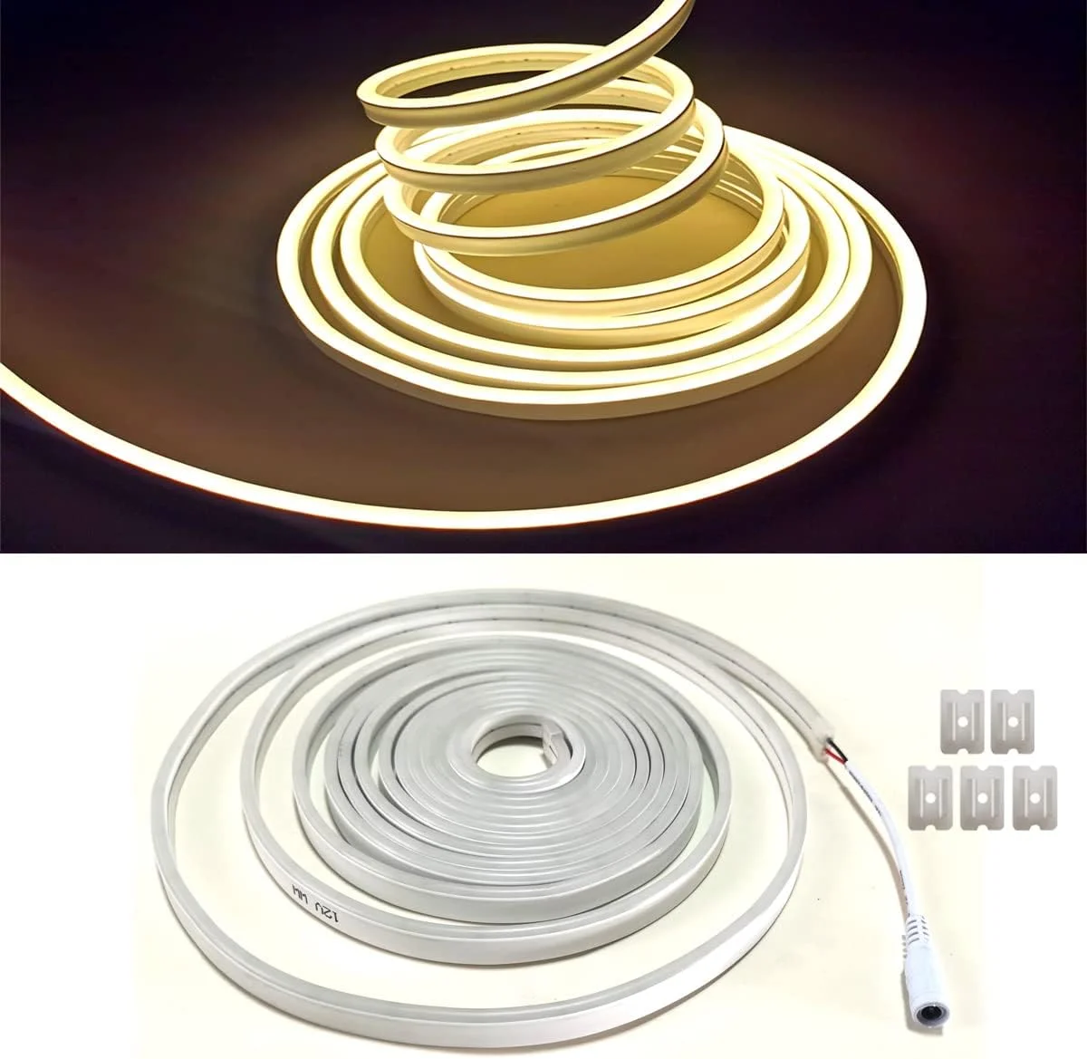 نور نئون سفید گرم Kalakila به طول 5 متر (16.4 فوت)، نوار LED نئون انعطاف پذیر 12 ولت ضد آب برای دکوراسیون اتاق خواب و فضای باز (همراه با آداپتور برق) نور نئون سفید گرم Kalakila به طول 5 متر (16.4 فوت)، نوار LED نئون انعطاف پذیر 12 ولت ضد آب برای دکوراسیون اتاق خواب و فضای باز (همراه با آداپتور برق)