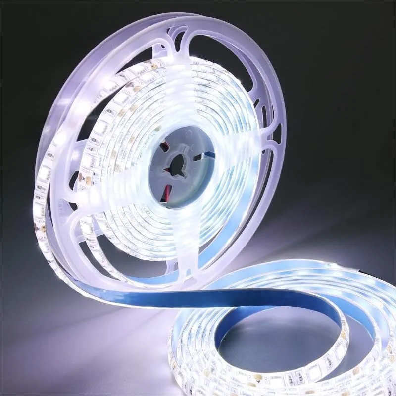 نوار نور ال ای دی سفید سرد iNextStation، 5 متر 12 ولت 6500K SMD5050 300LED ضد آب IP65 قابل برش نوار نور ال ای دی انعطاف پذیر برای دکوراسیون آینه کابینت آشپزخانه (بدون منبع تغذیه/پلاگین)