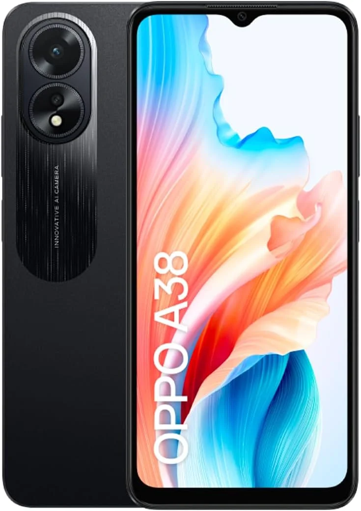 گوشی موبایل اوپو A38 با حافظه داخلی 128 گیگابایت و رم 4 گیگابایت، دو سیم کارت 4G (مشکی درخشان) - نسخه بین المللی