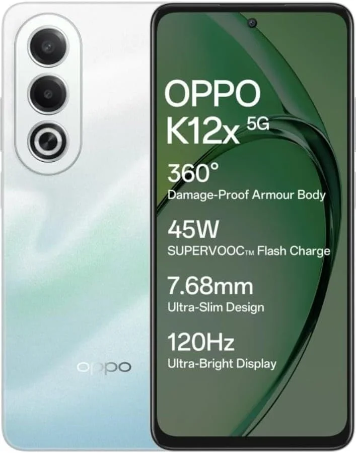 گوشی موبایل اوپو K12x 5G به همراه شارژر 45 واتی SUPERVOOC داخل جعبه (آبی نسیم، 128 گیگابایت) (6 گیگابایت رم)
