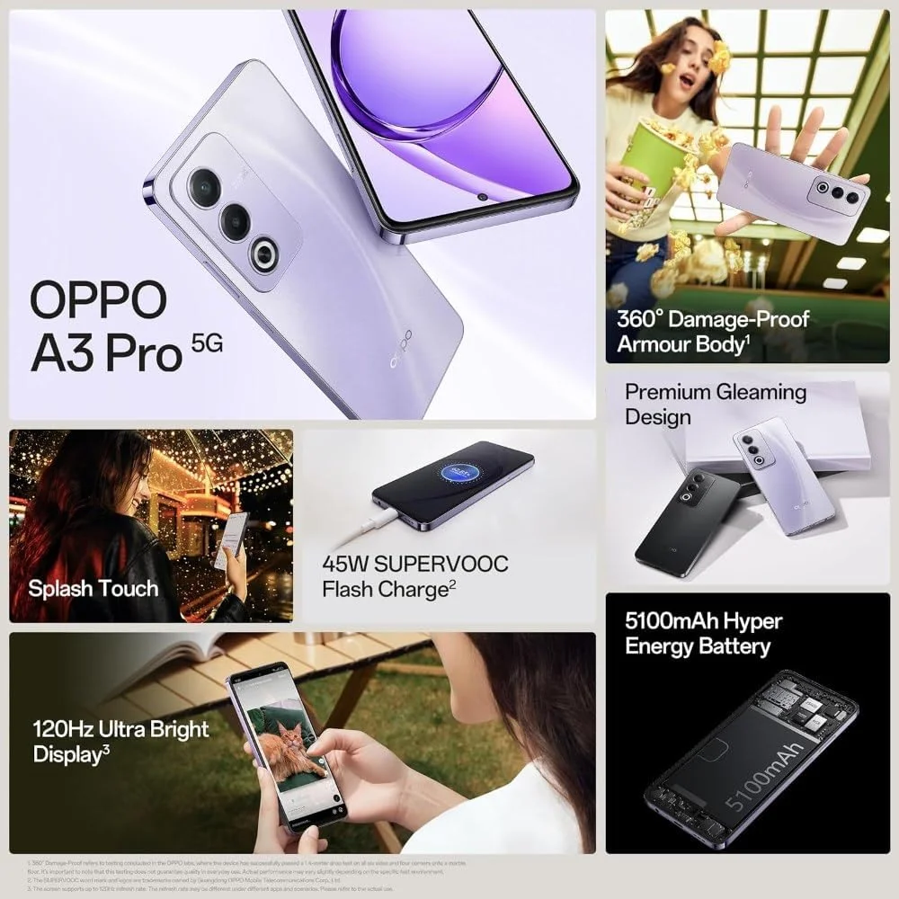 اوپو A3 Pro 5G (بنفش مهتابی، 8 گیگابایت رم، 128 گیگابایت حافظه داخلی) اوپو A3 Pro 5G (بنفش مهتابی، 8 گیگابایت رم، 128 گیگابایت حافظه داخلی)